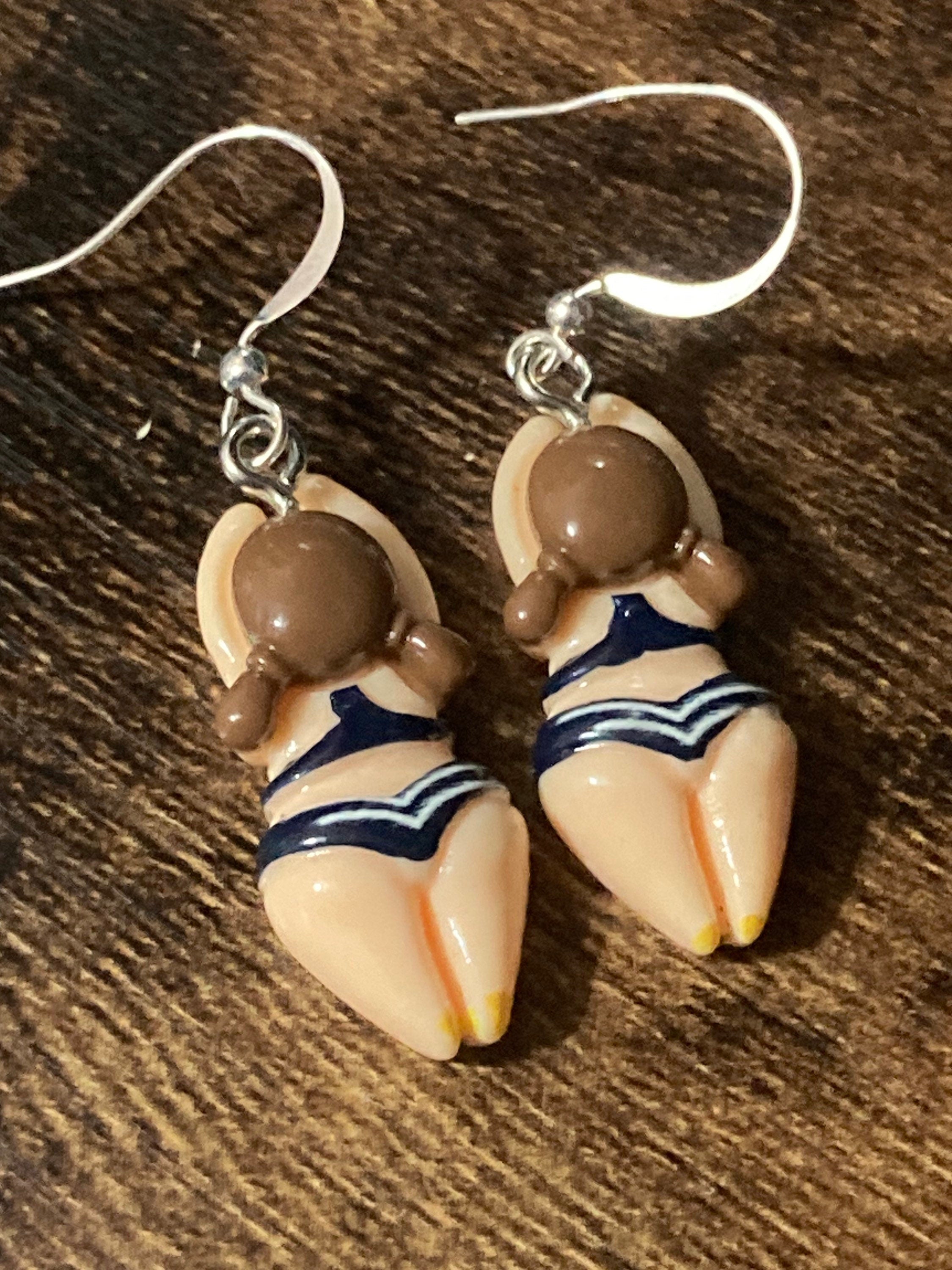 Lady open swimming drop earrings pierced ears for swimmers