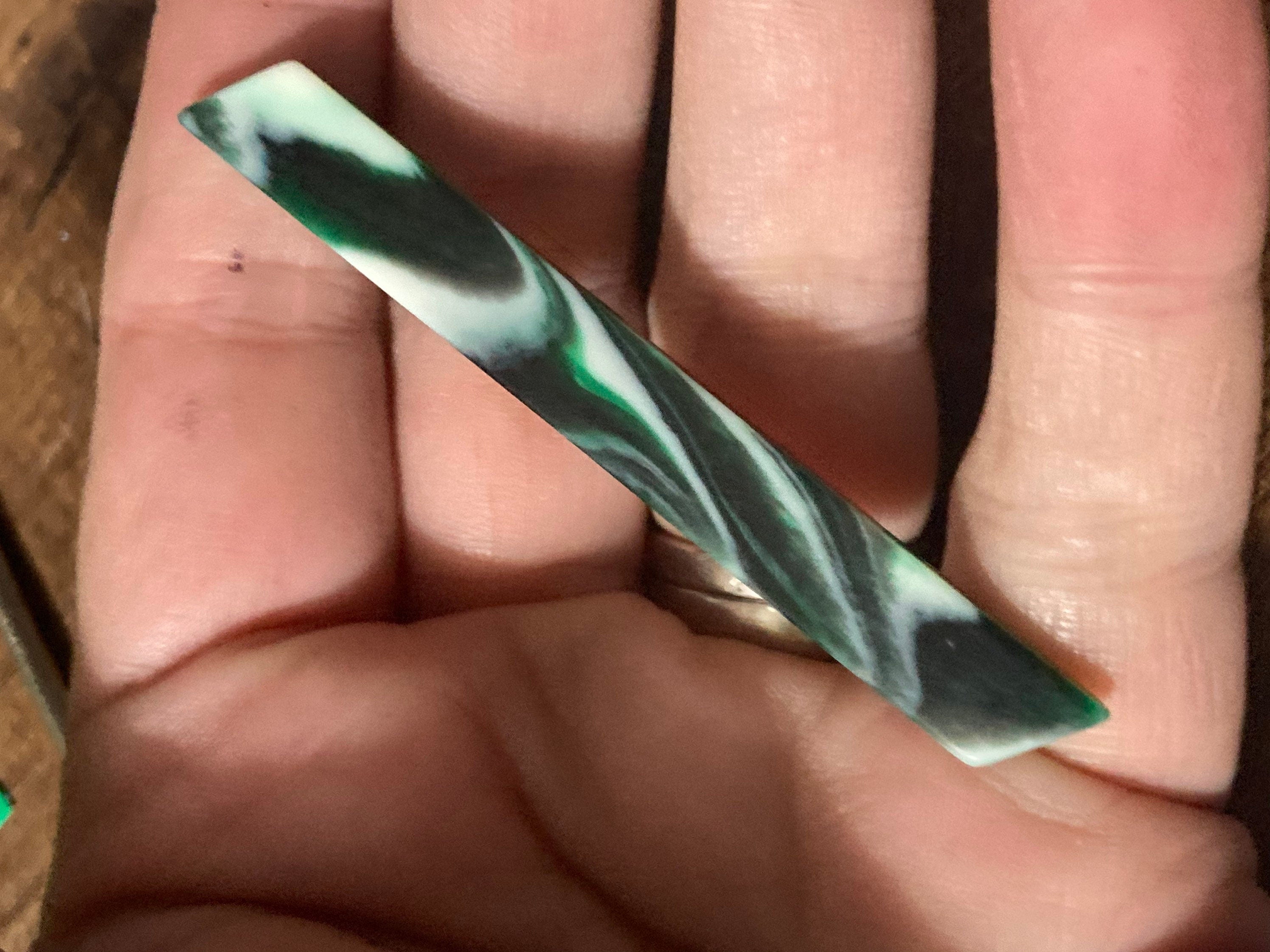 Vintage Galalith green Bakelite or early plastic Art Deco geometric brooch 1930
