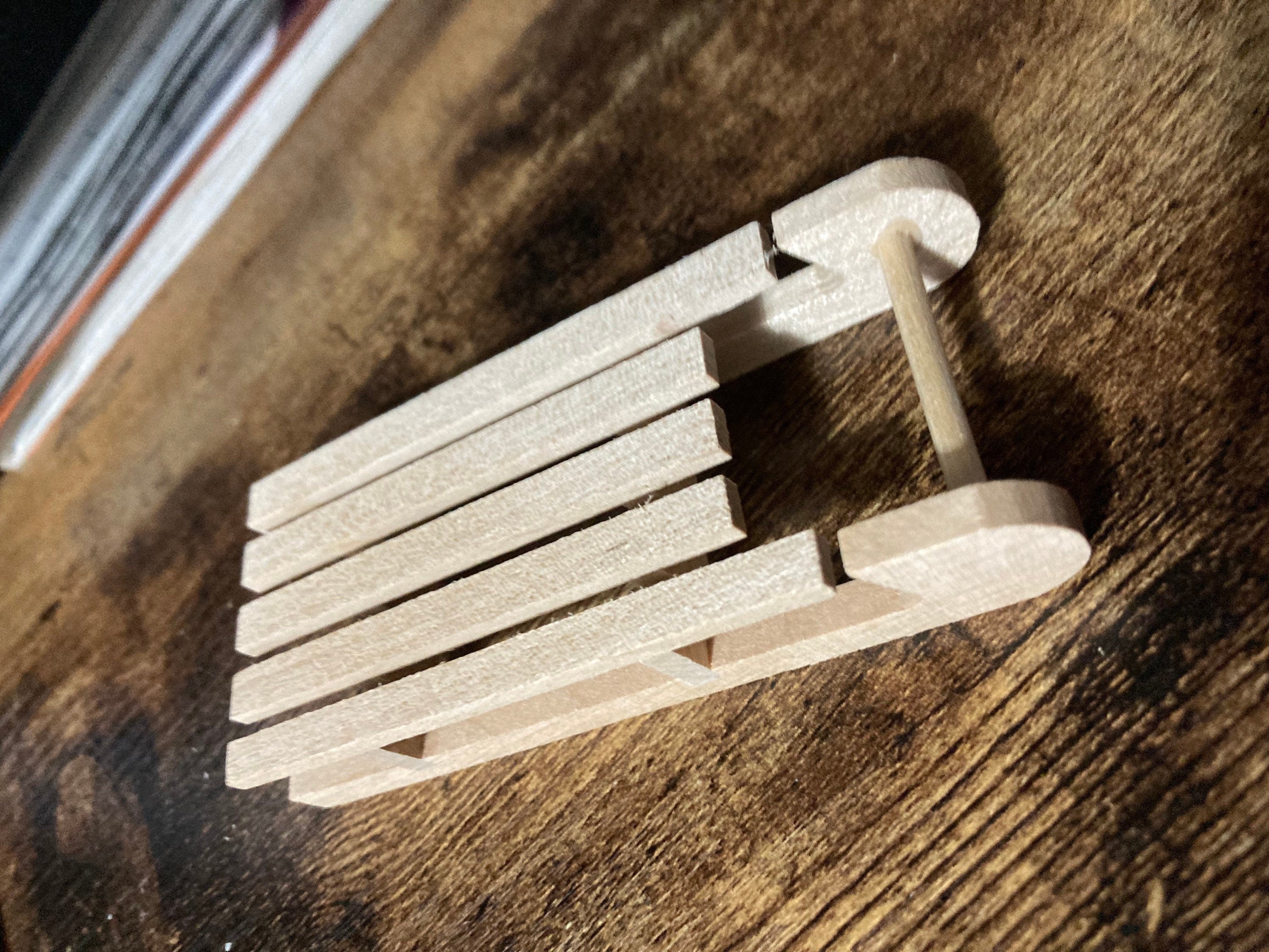 Miniature wooden sledge sled cake topper decoration dolls house