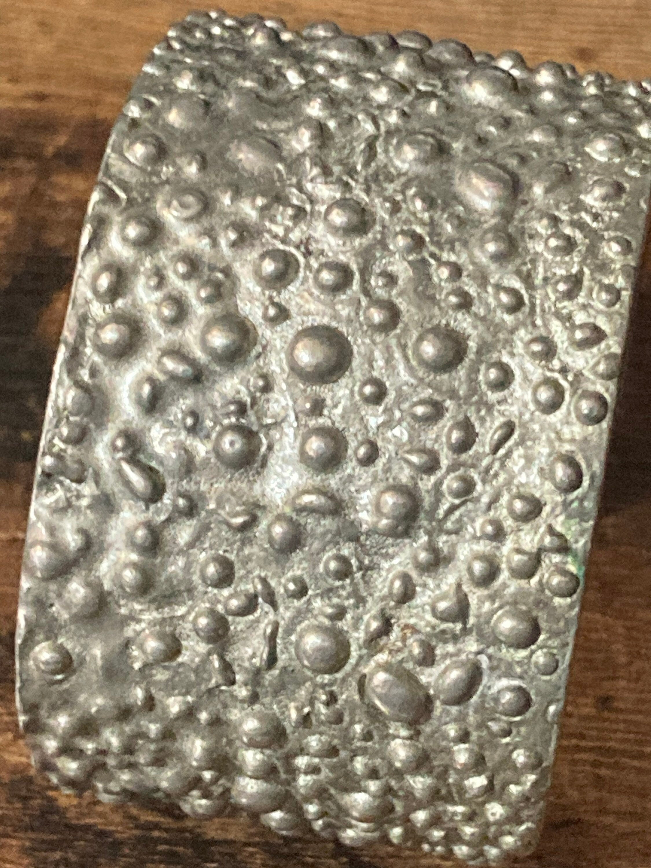 Vintage Cornish wide modernist pewter open cuff bangle signed st.Justin’s
