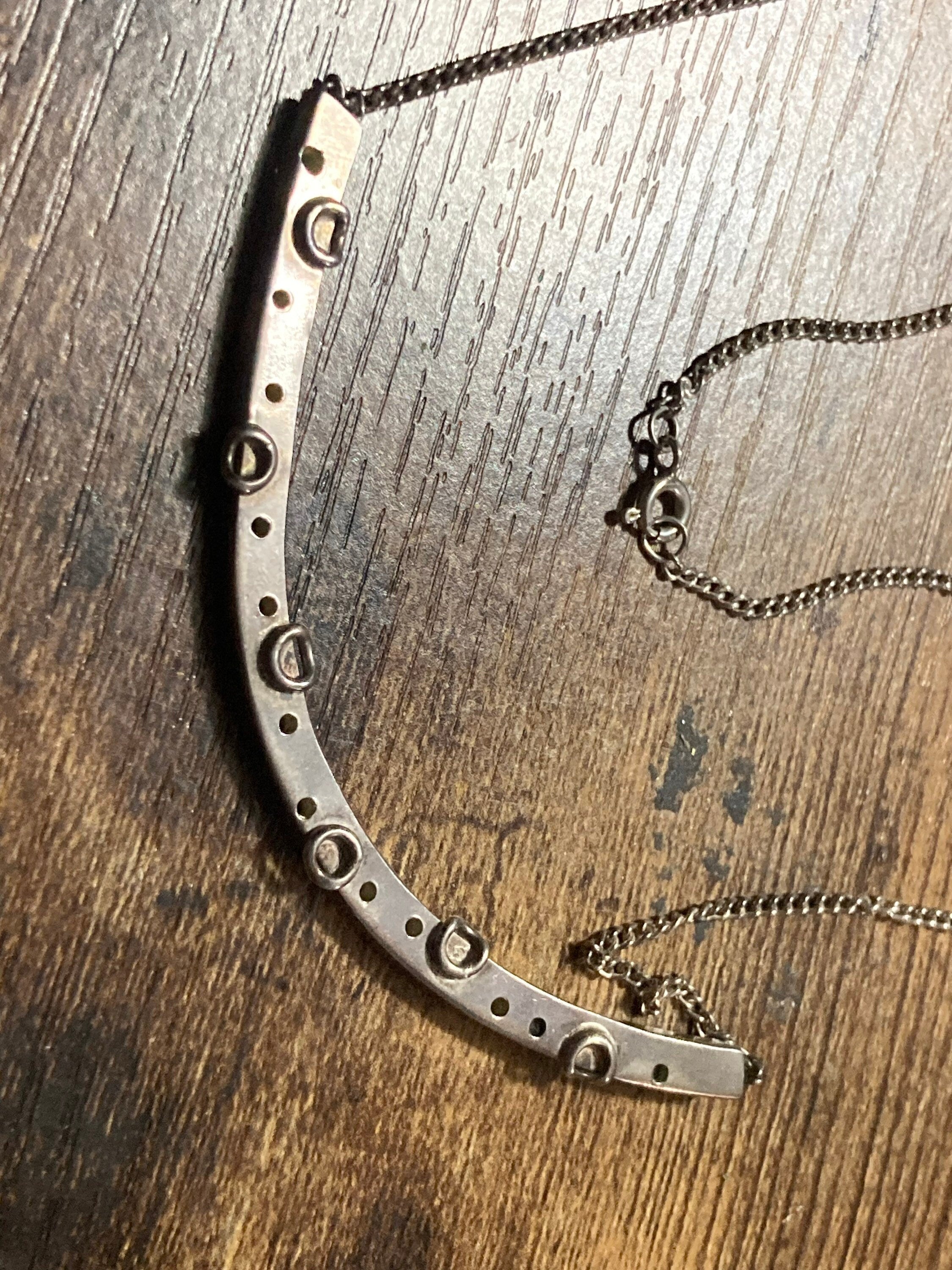 Vintage 925 Sterling silver brutalist bar choker necklace 46cm