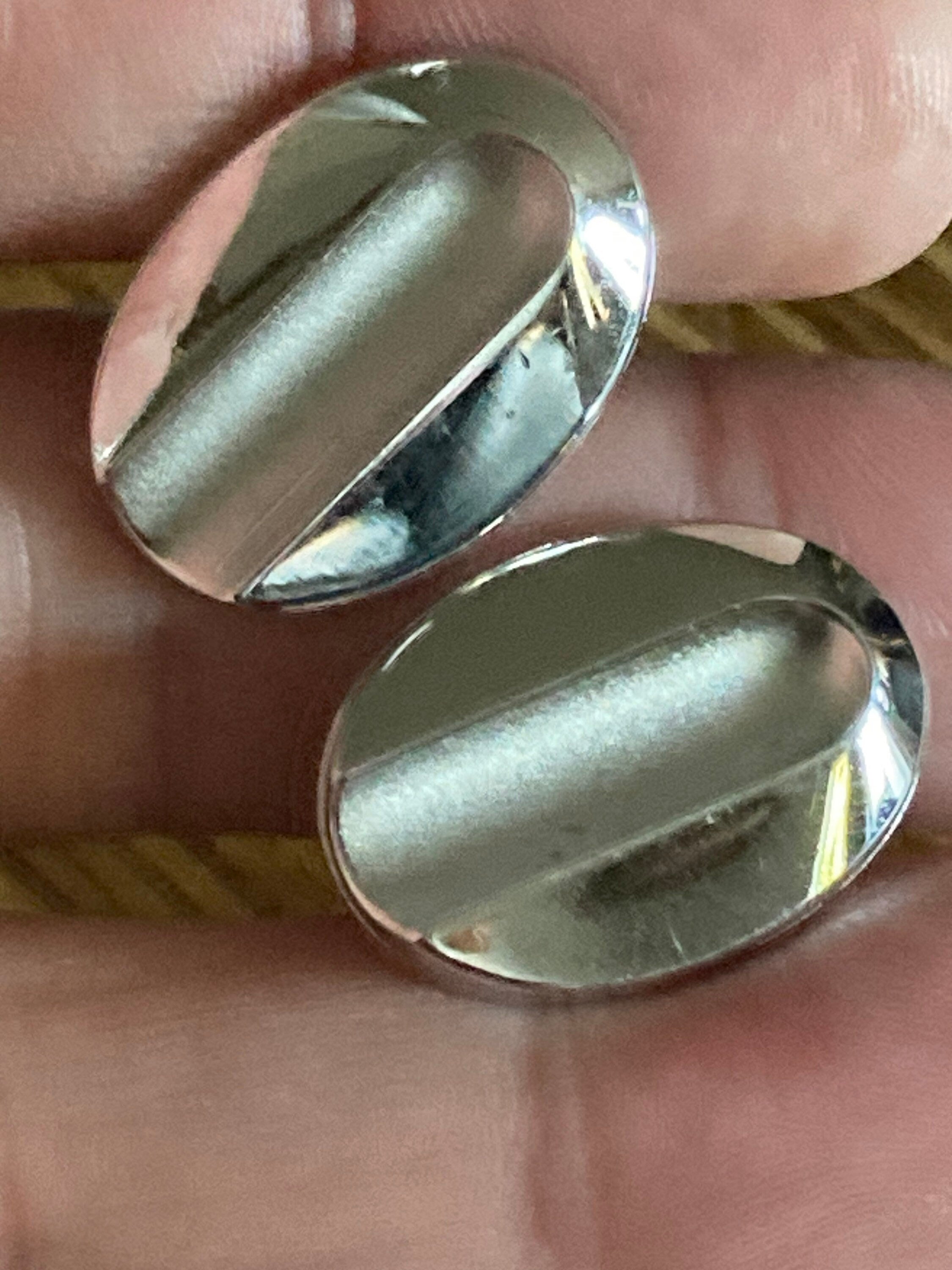 modernist vintage silver tone oval plain cufflinks