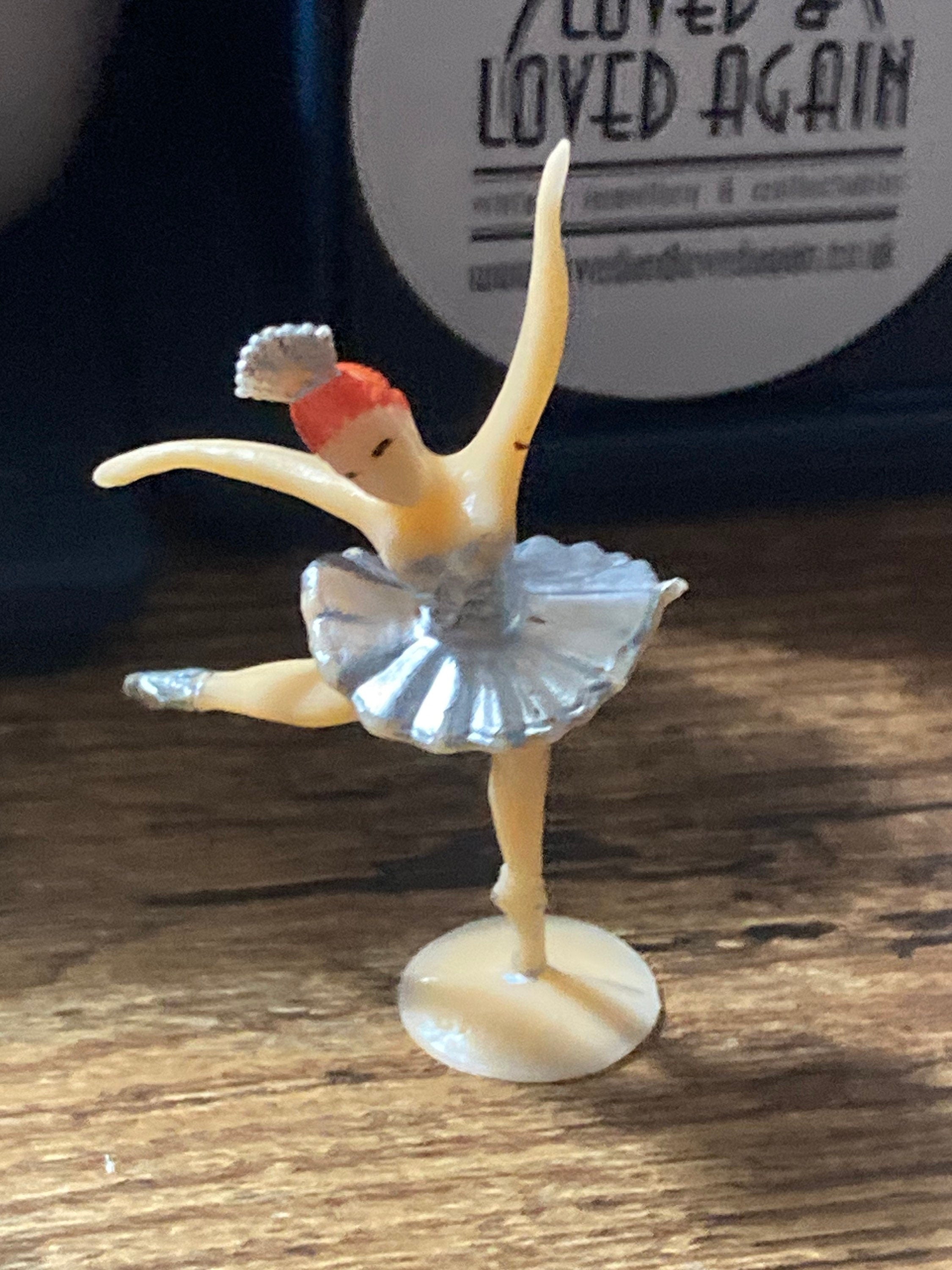 Vintage ballerina Silver dress plastic Cake topper decoration old ballet dancer