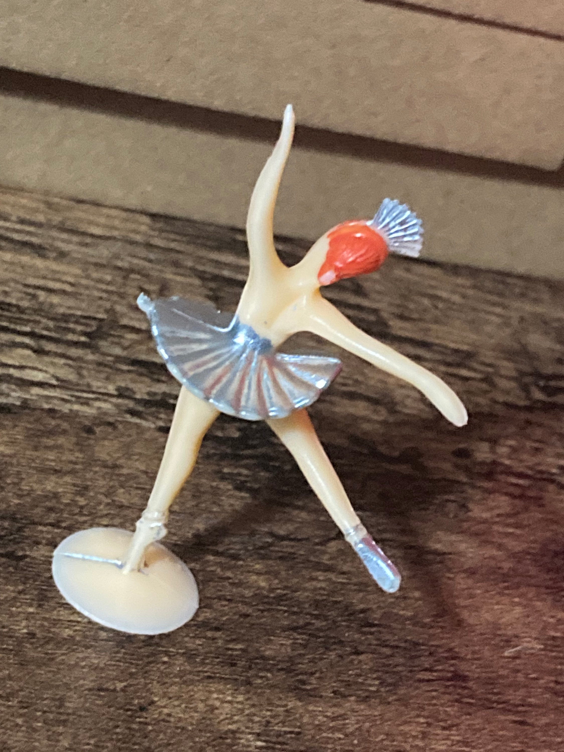 Vintage ballerina Silver dress plastic Cake topper decoration old ballet dancer