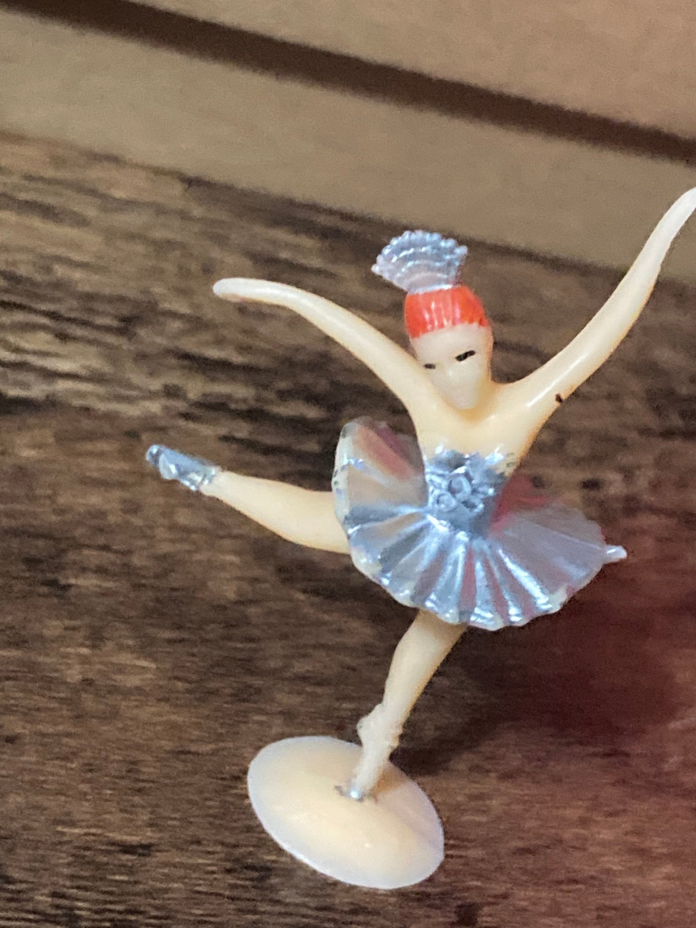 Vintage ballerina Silver dress plastic Cake topper decoration old ballet dancer