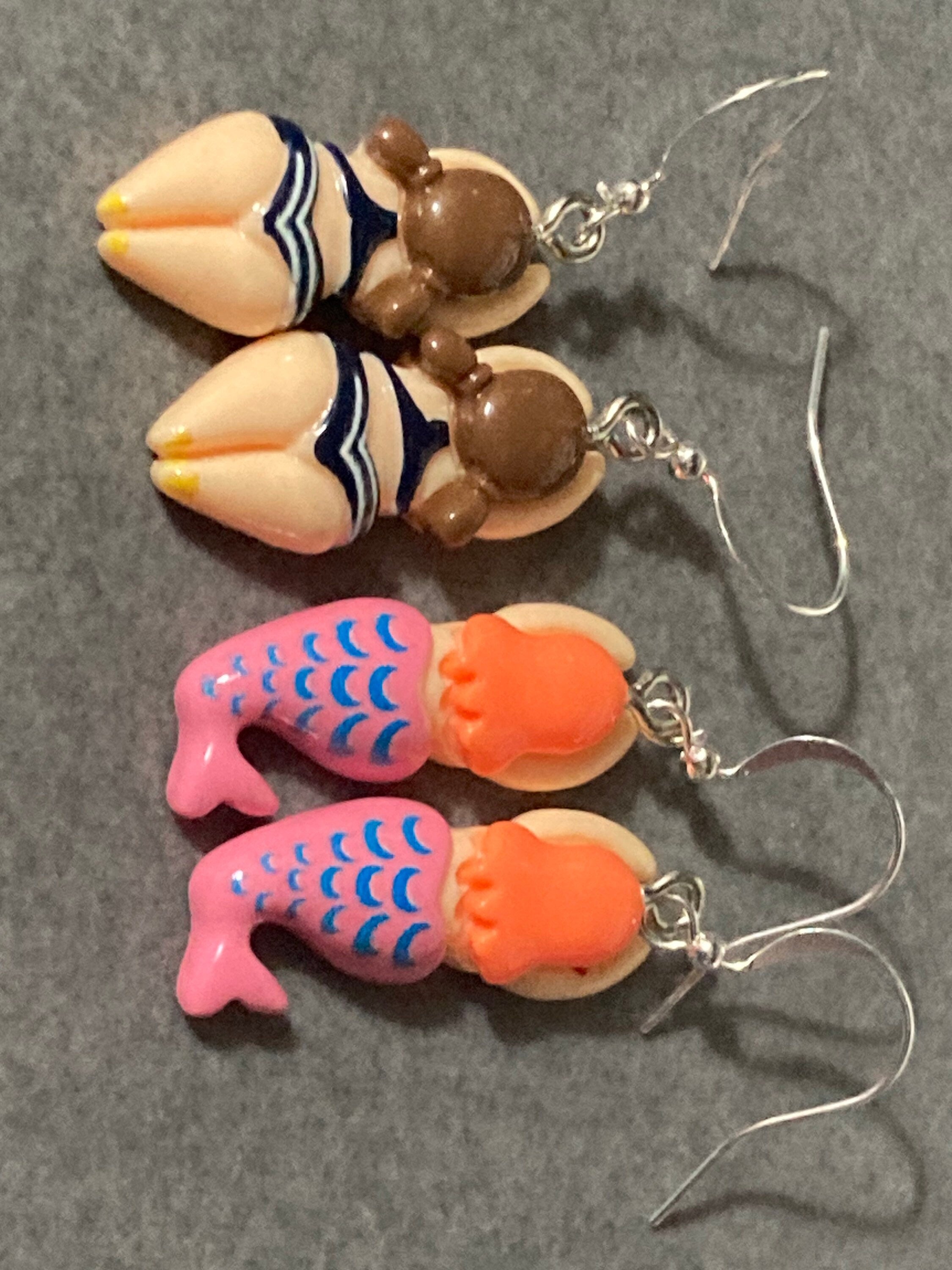 mermaid drop earrings pierced ears for open swimmers