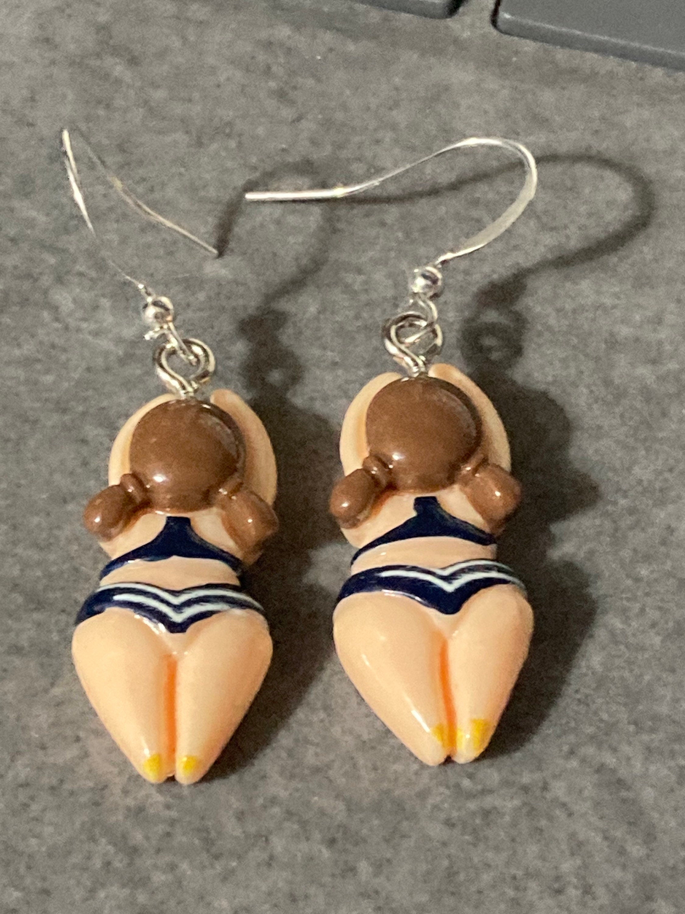 Lady open swimming drop earrings pierced ears for swimmers