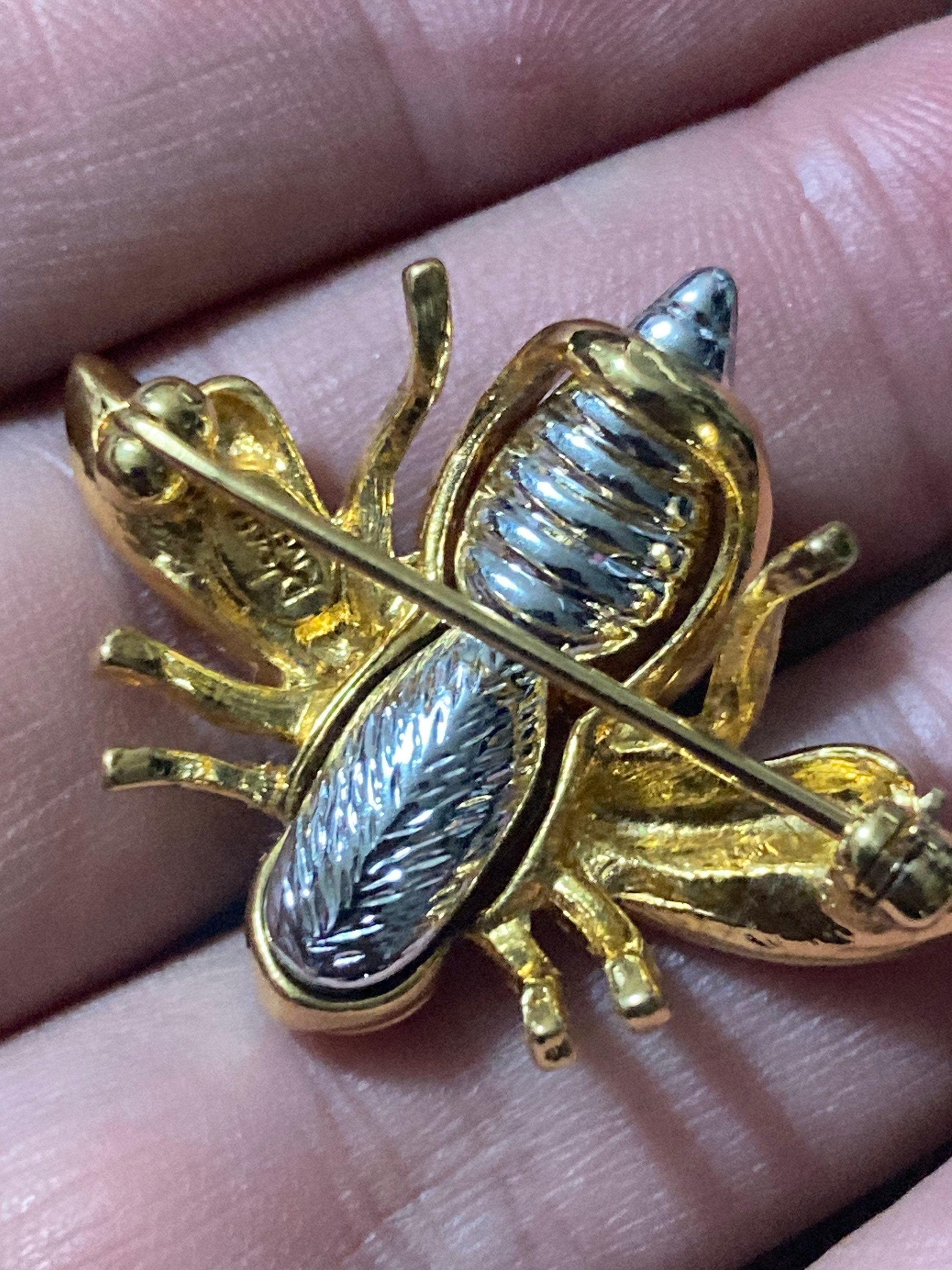 Joan rivers interchangeable gold plated diamanté bee brooch with gemstones