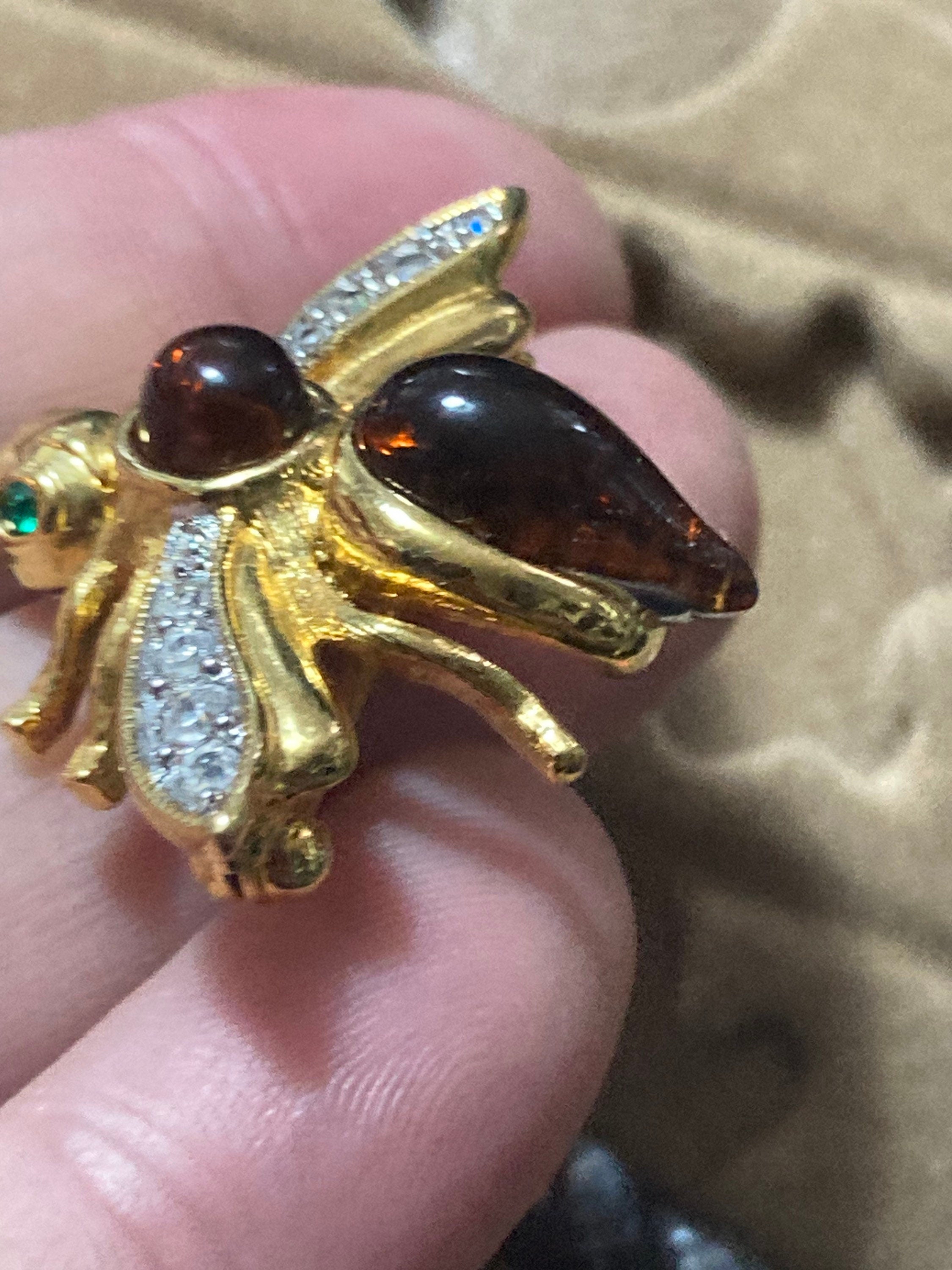 Joan rivers interchangeable gold plated diamanté bee brooch with gemstones