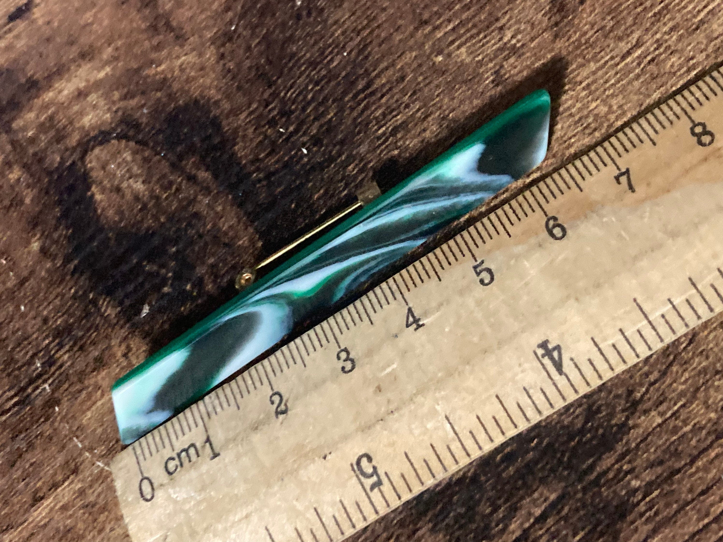 Vintage Galalith green Bakelite or early plastic Art Deco geometric brooch 1930