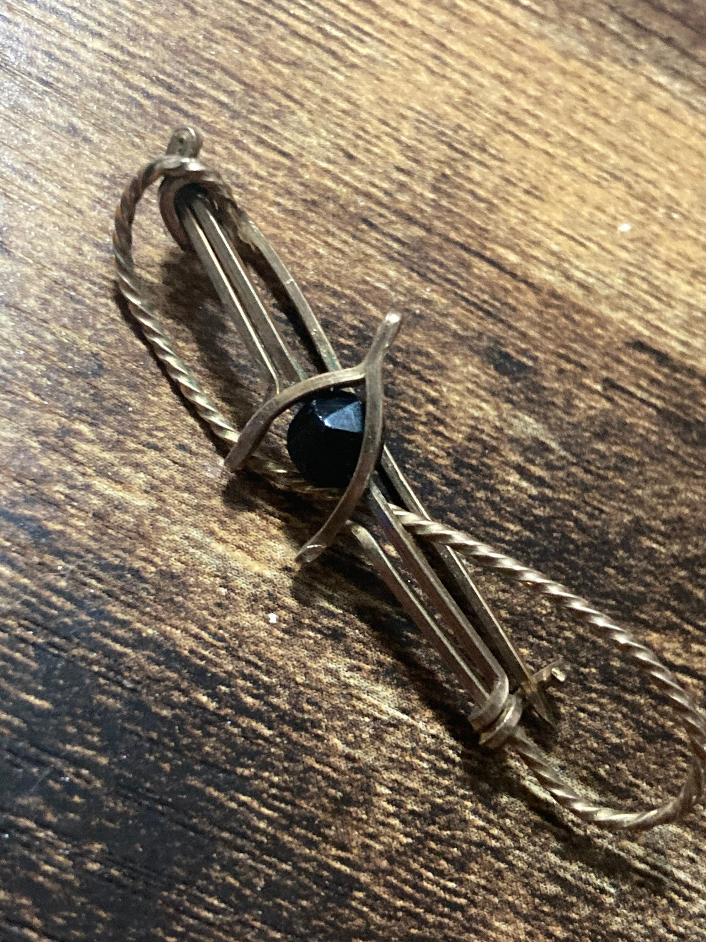 Antique Rolled gold lucky wishbone Brooch Edwardian