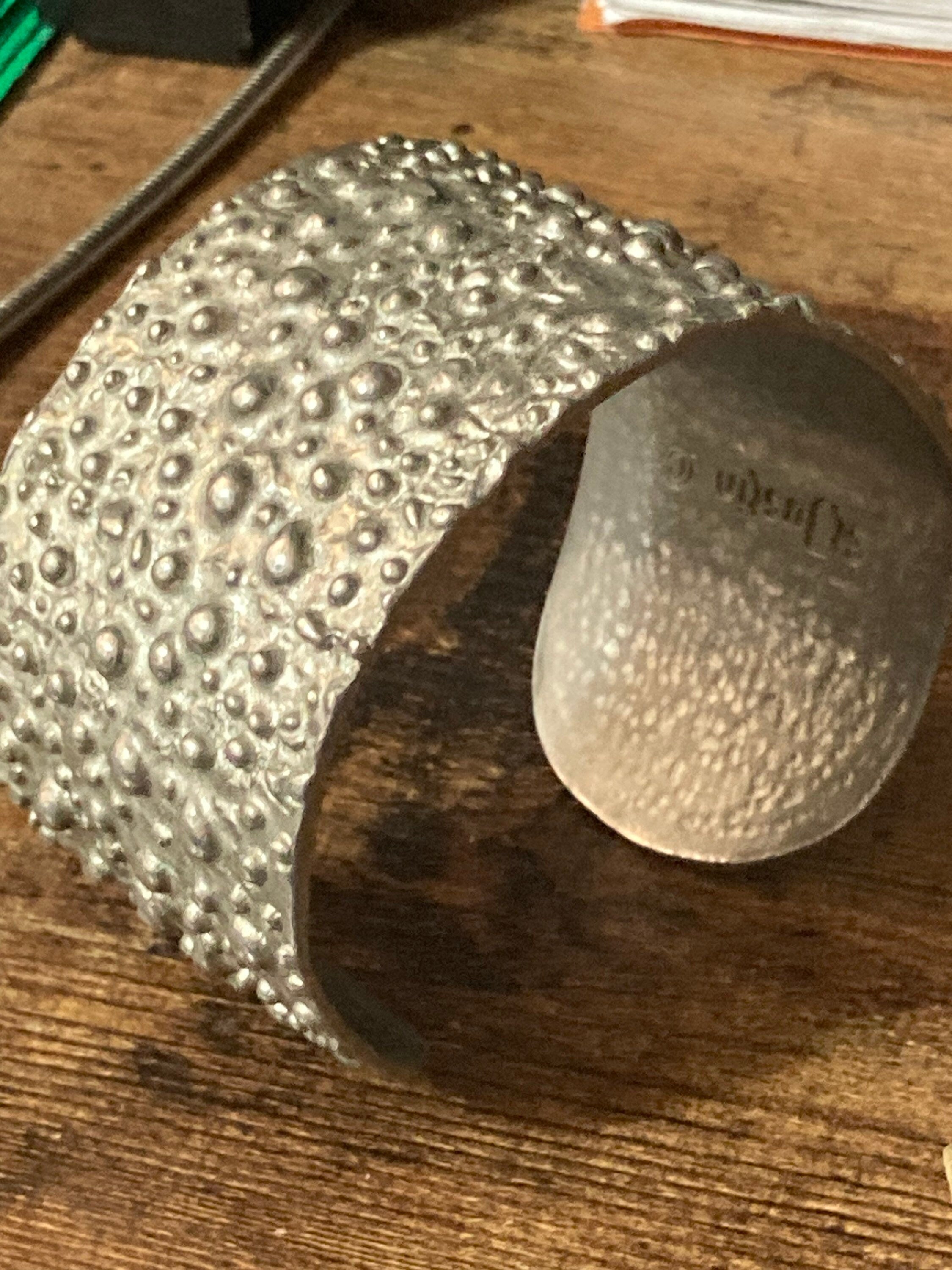 Vintage Cornish wide modernist pewter open cuff bangle signed st.Justin’s