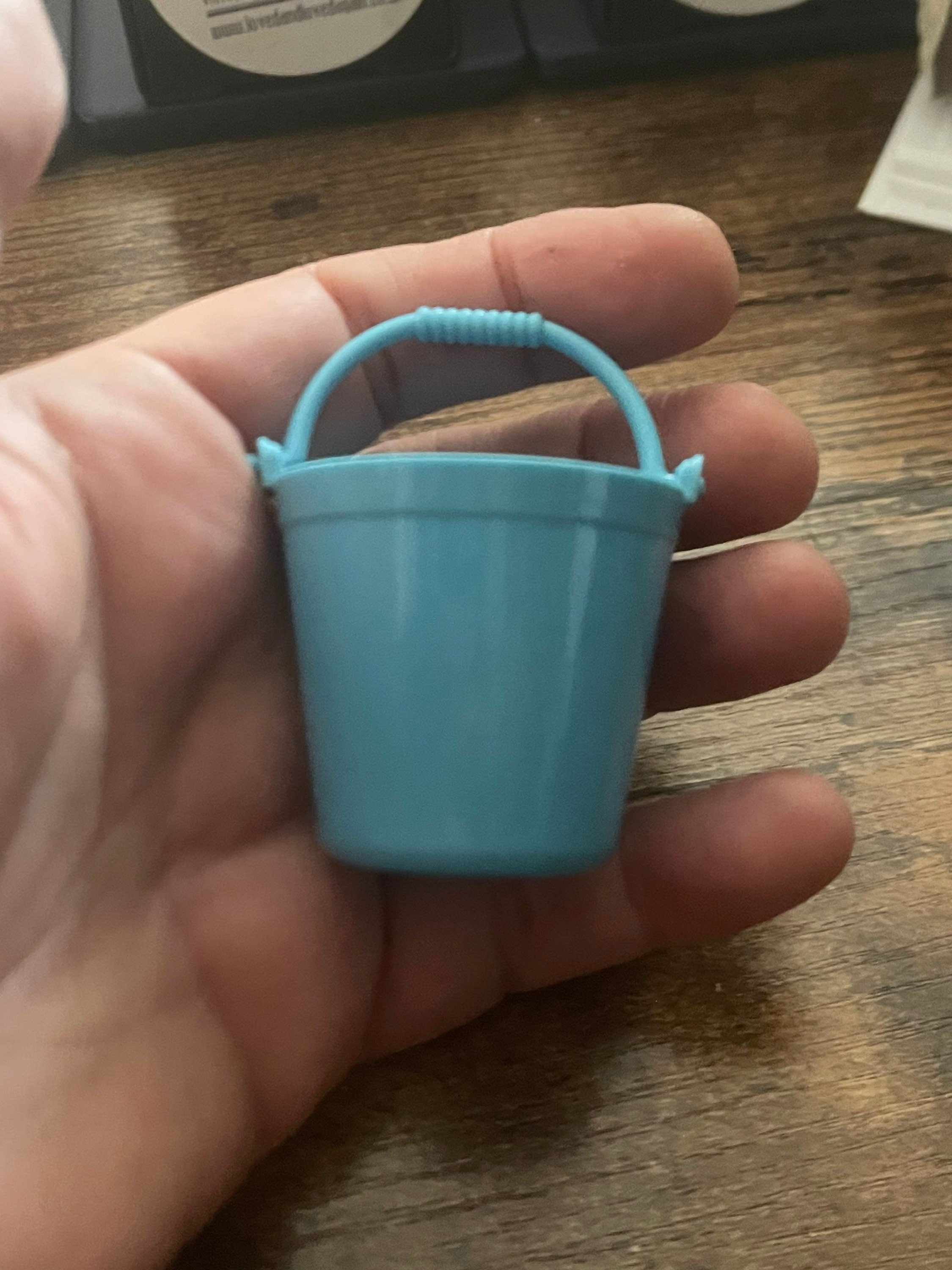 Miniature blue plastic bucket cake topper decoration dolls house craft mini Easter eggs