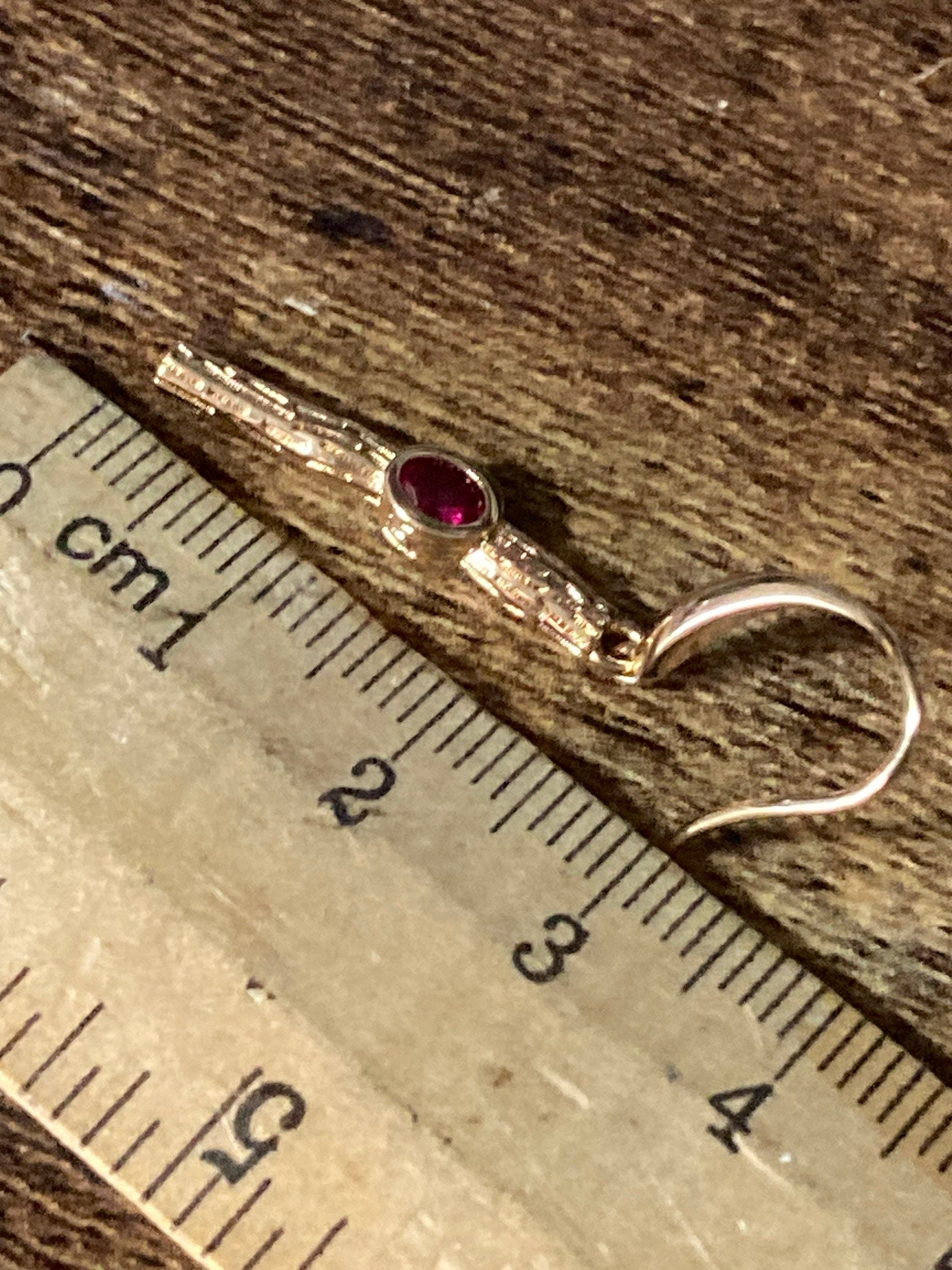 18k Gold plated modernist crystal pink glass diamanté rhinestone drop bezel earrings