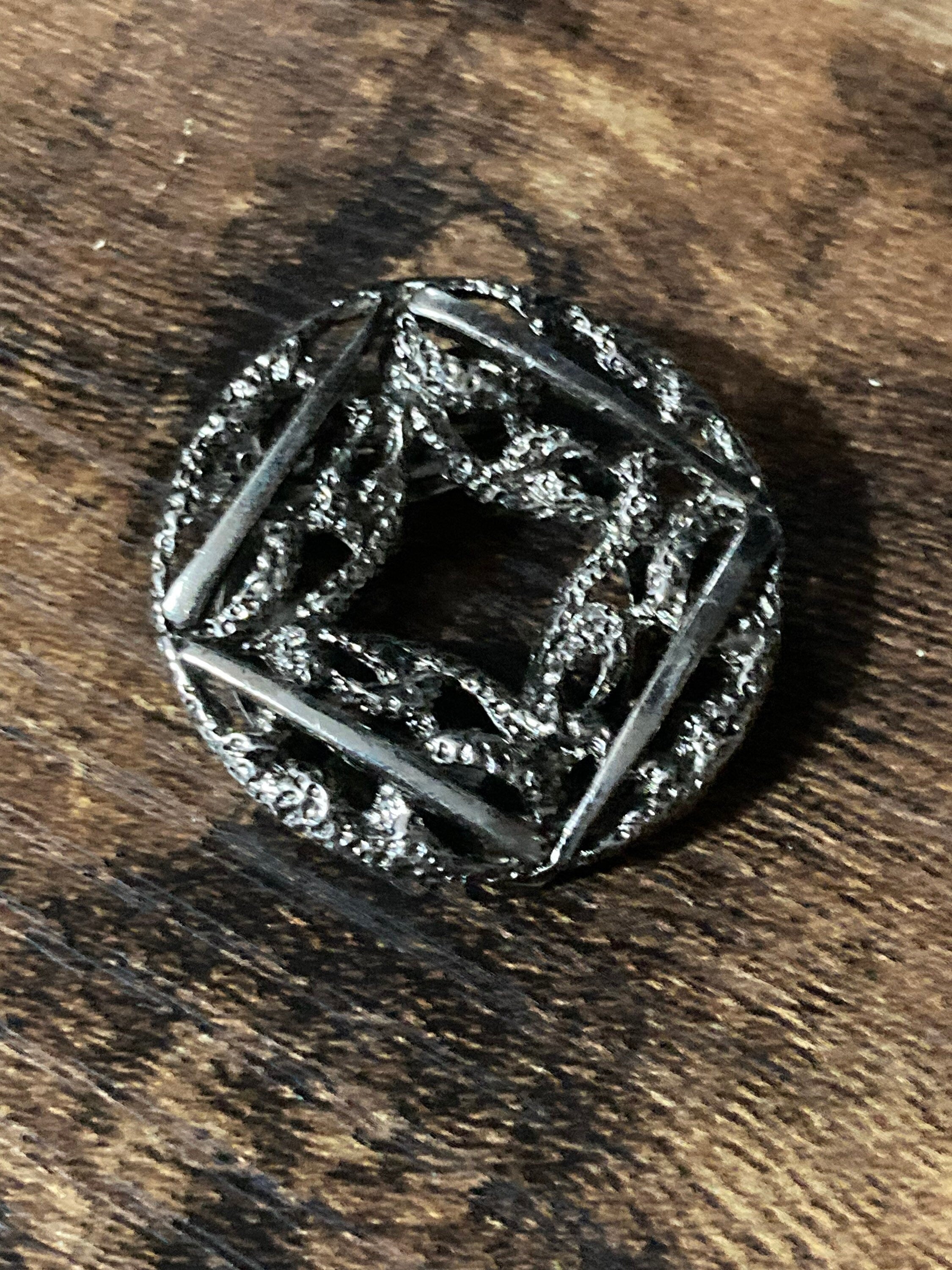 Vintage silver tone brutalist abstract scarf clip