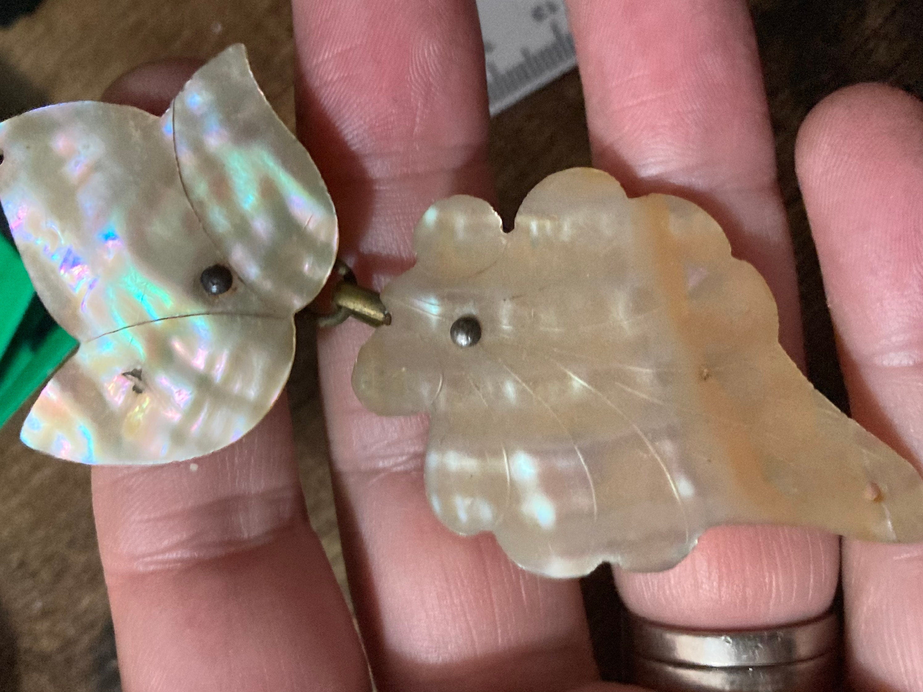 2 part Mother of Pearl antique leaf shaped Belt Buckle Victorian