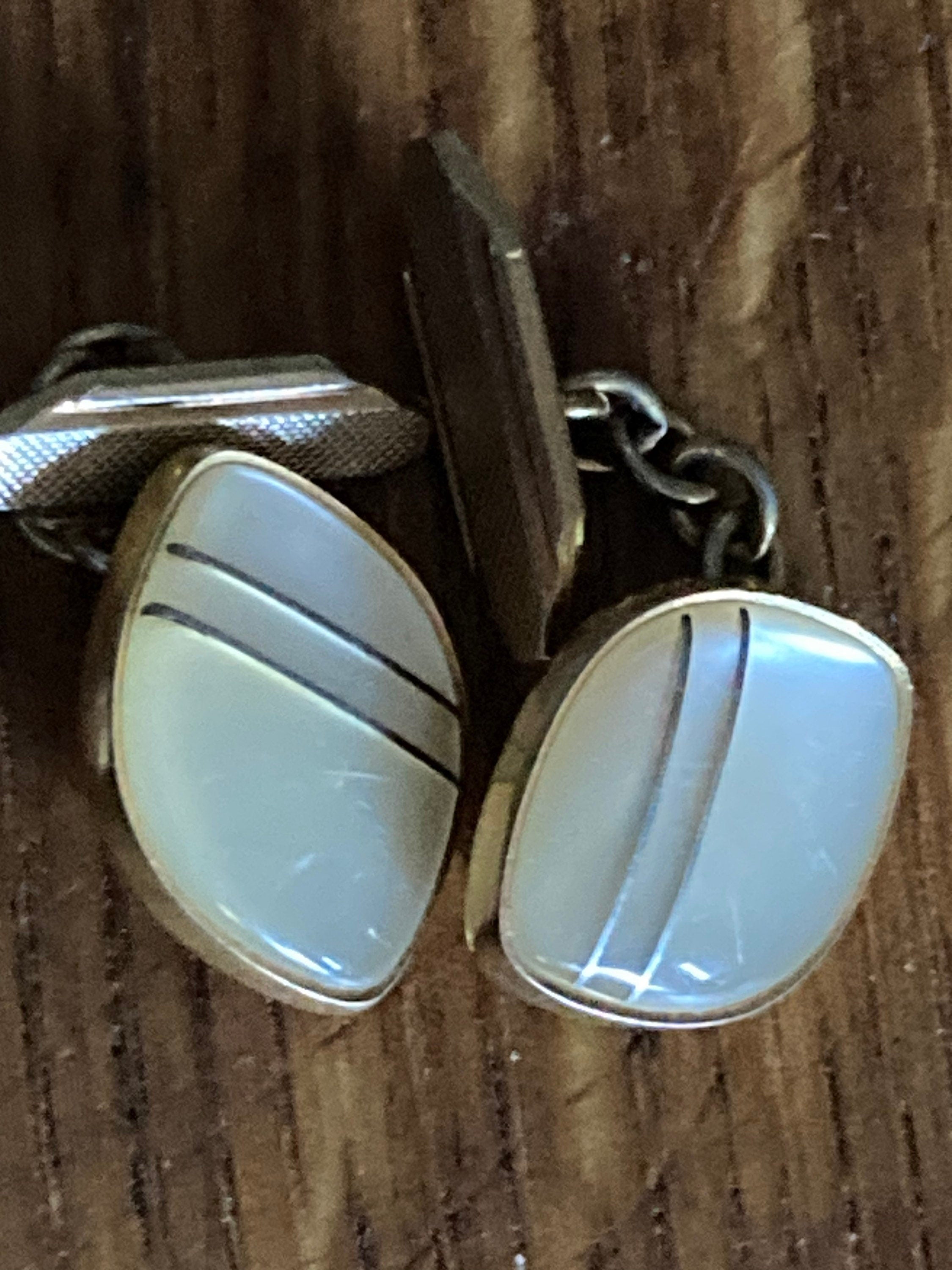 1970s vintage gold tone glass MOP pearl cufflinks ladies men's