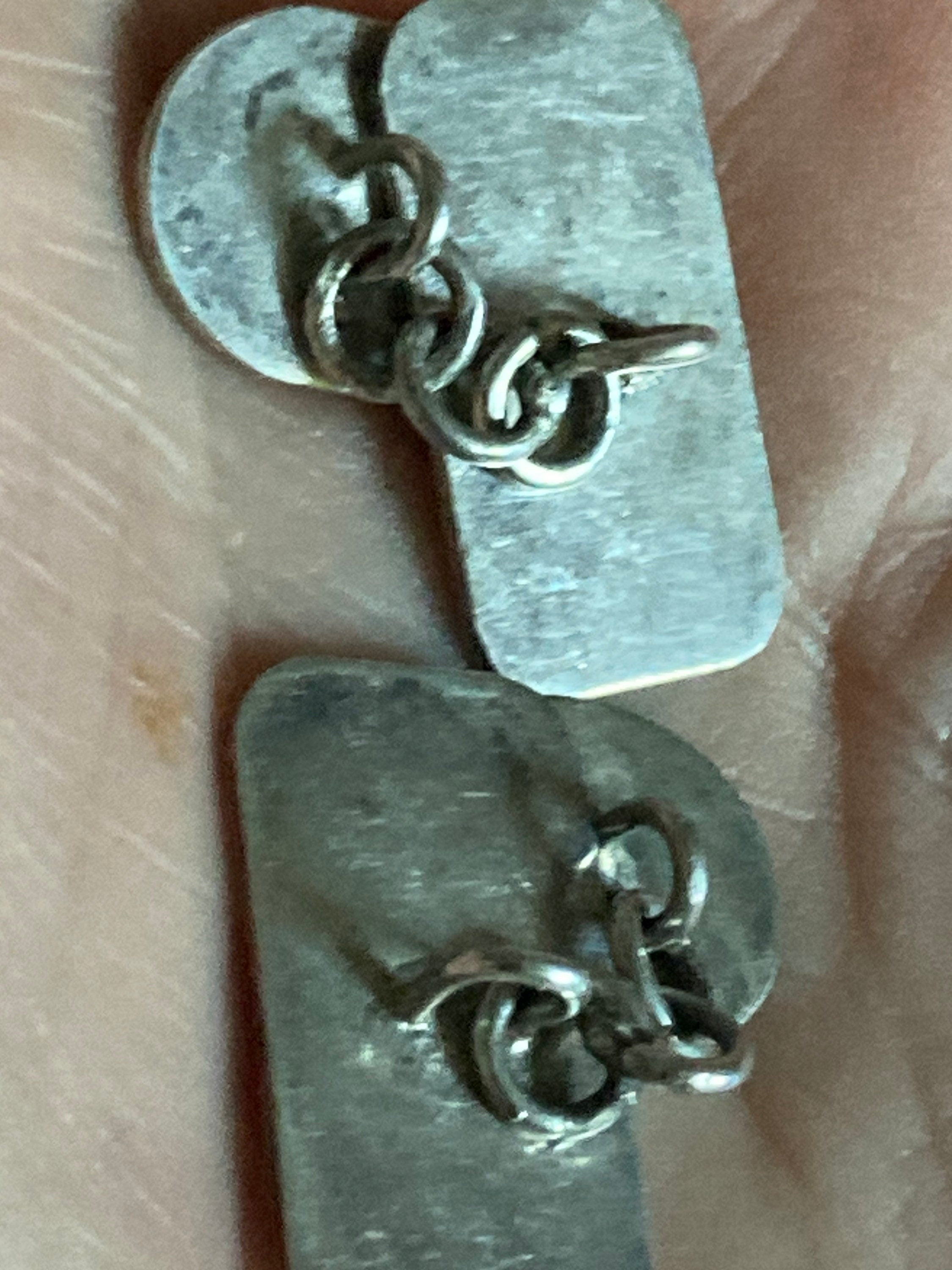 White metal 925 Vintage Modernist unmarked silver mens bark cufflinks