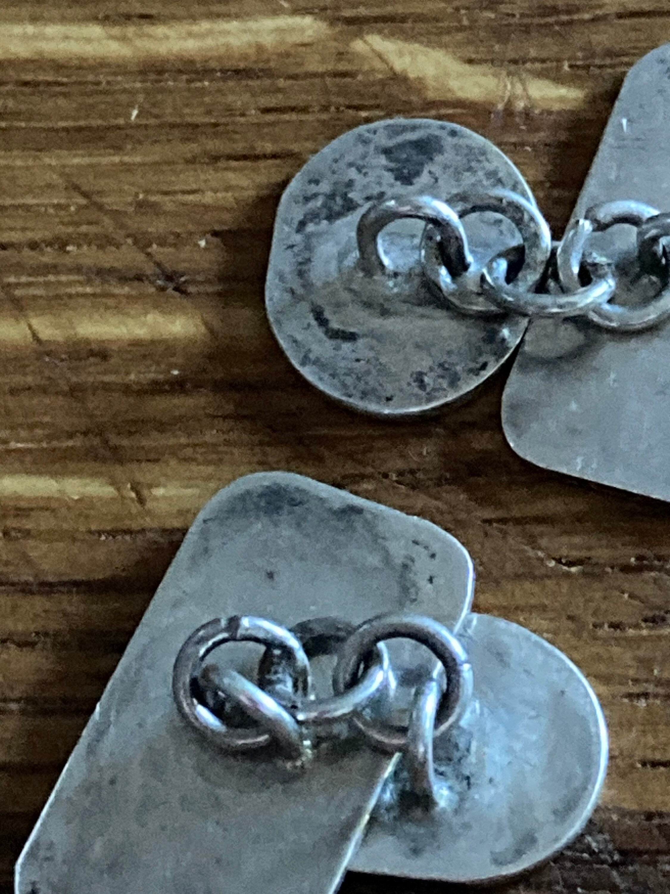 White metal 925 Vintage Modernist unmarked silver mens bark cufflinks