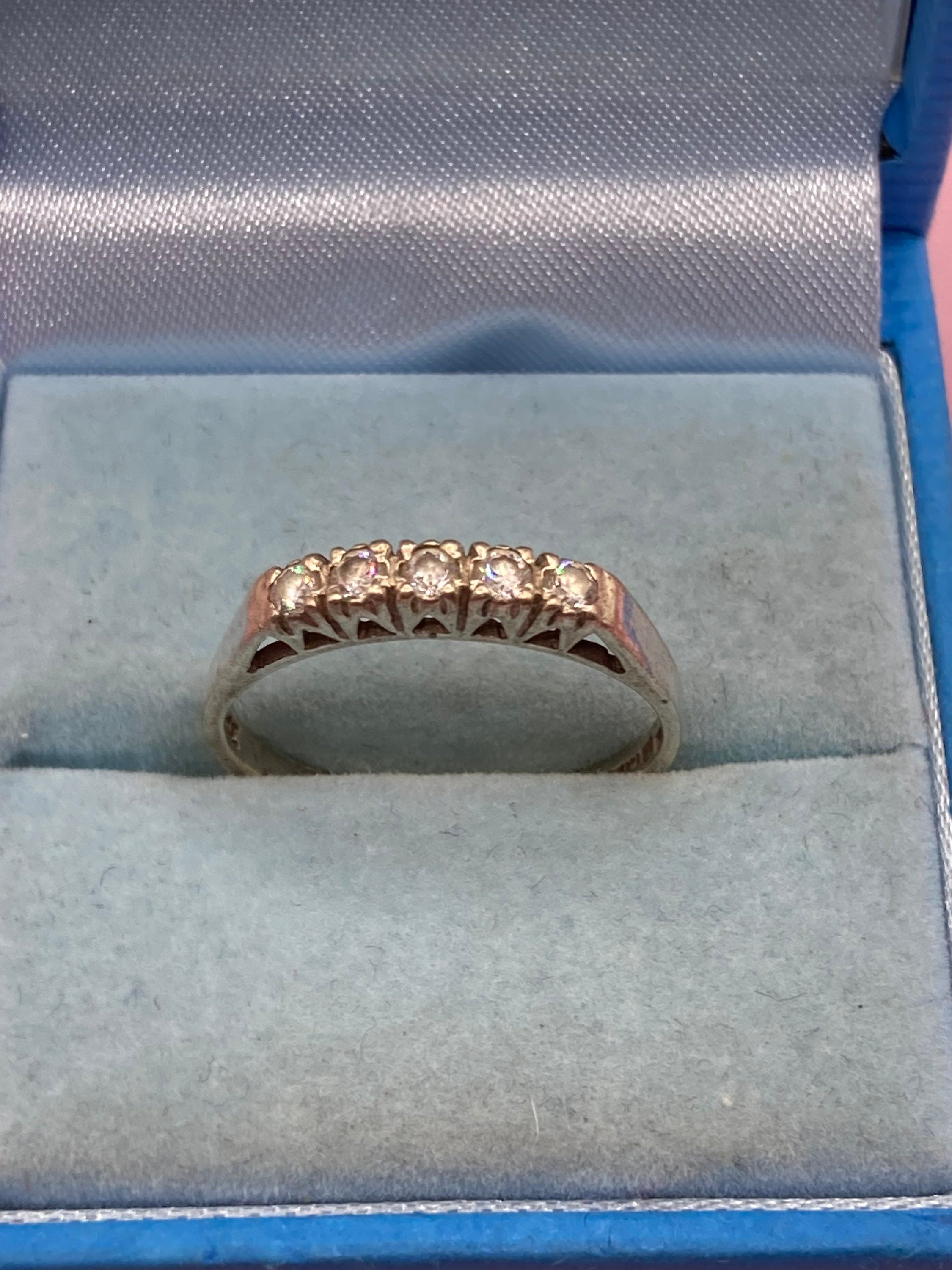 Diamanté or Diamond gemstone dress ring UK size P Q 925 sterling silver