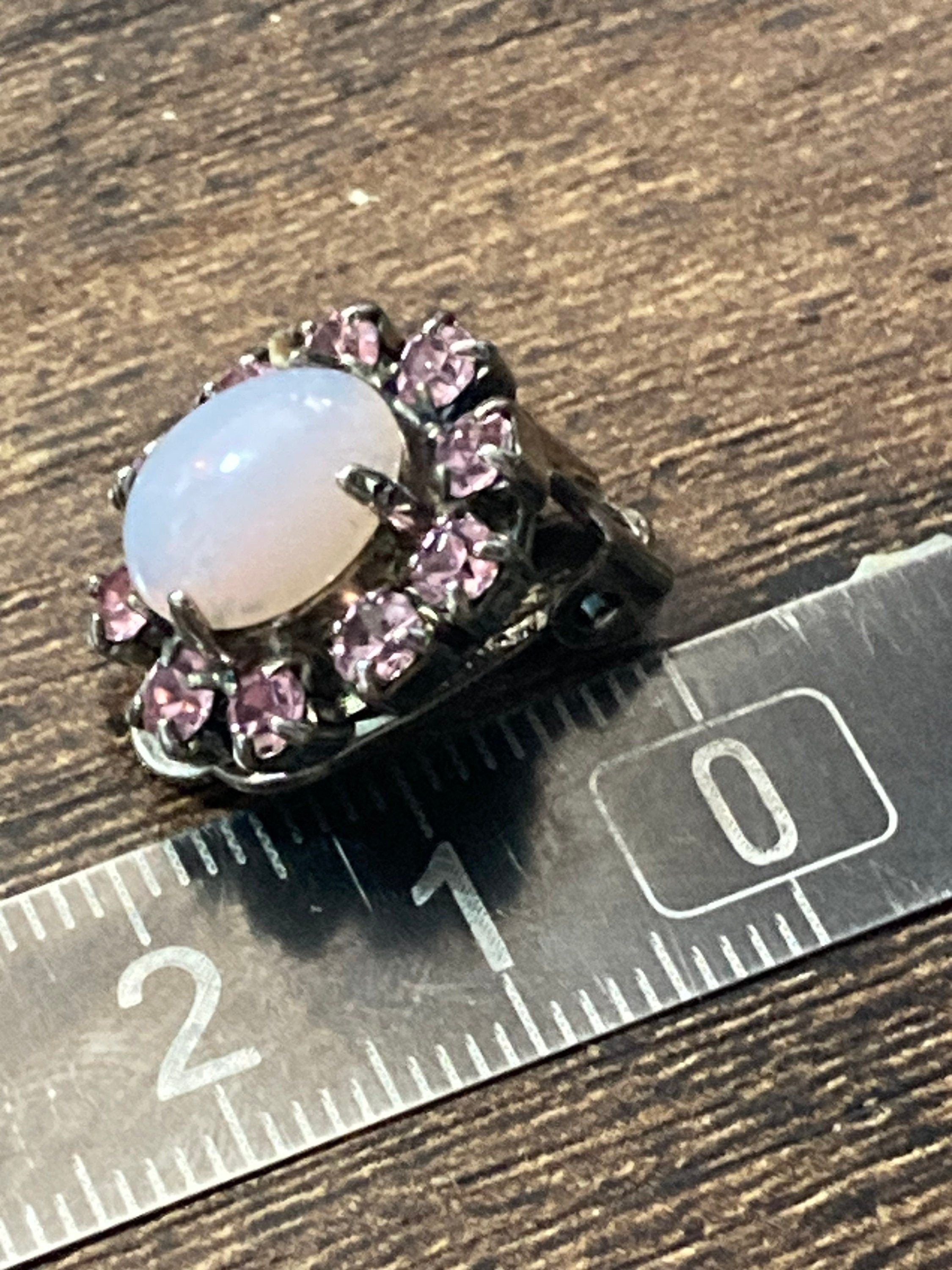 Daniel pollak pink diamanté ops line clip of earrings silver tone