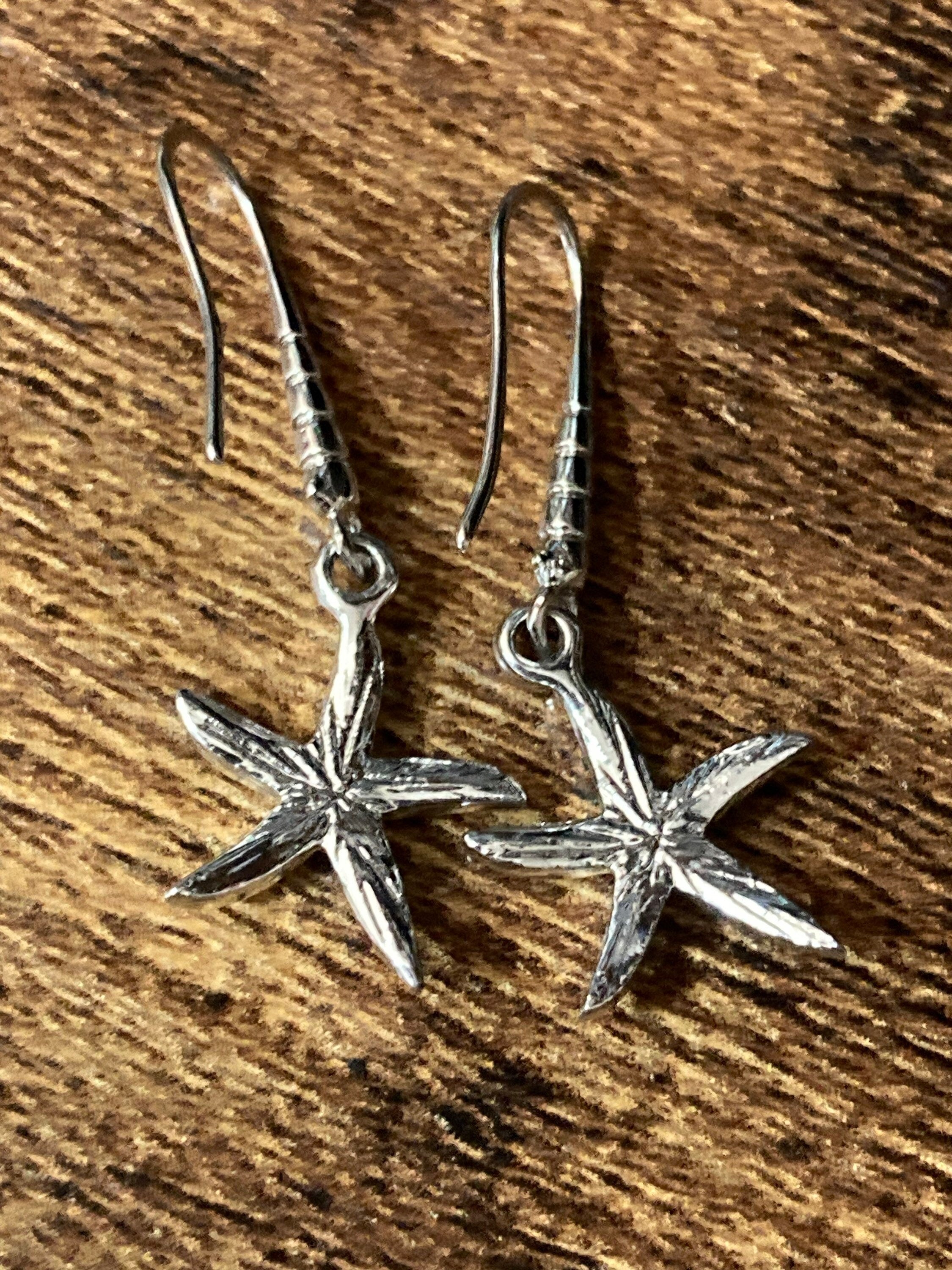 Diamanté starfish earrings silver plated crystal pierced