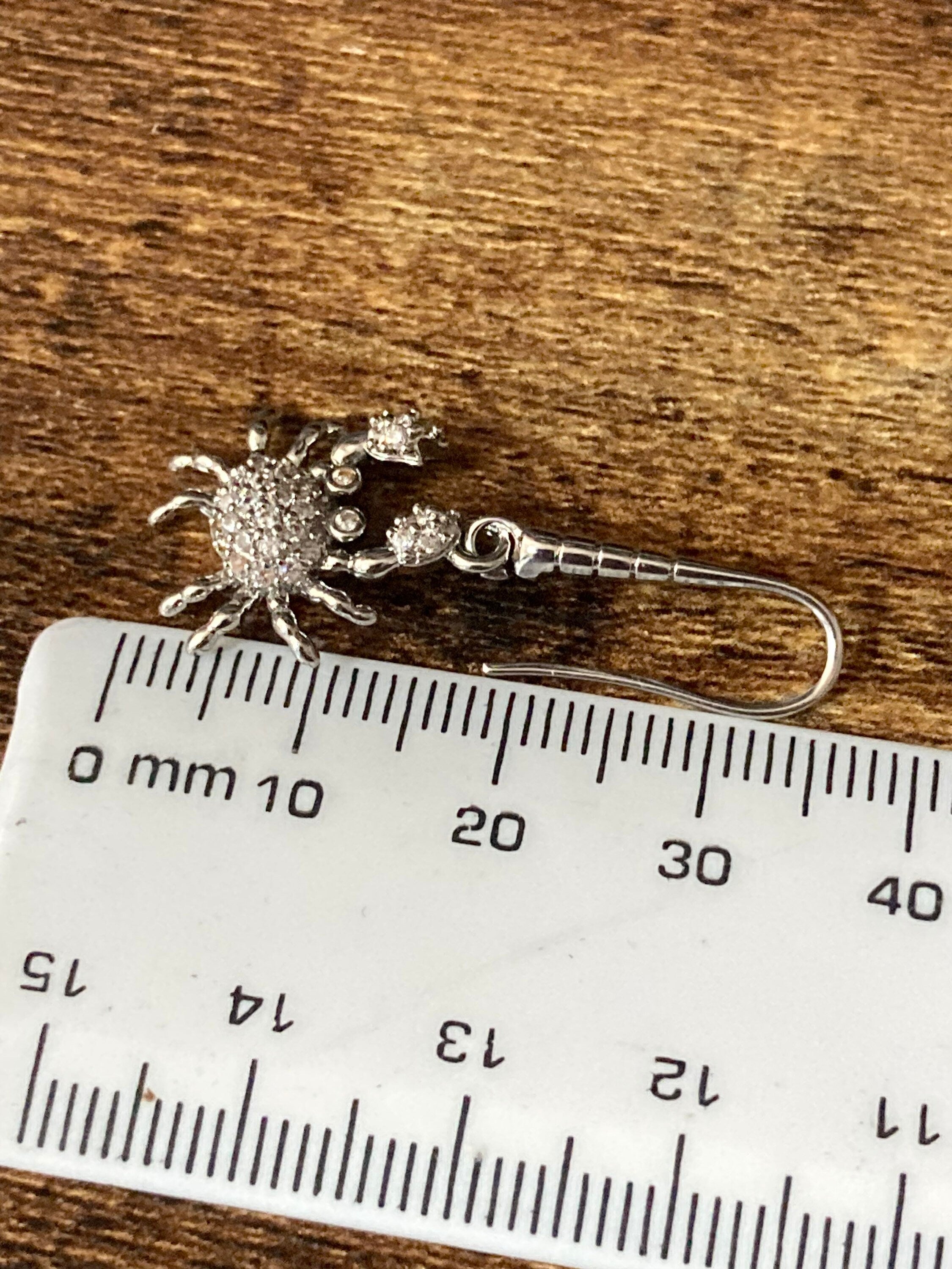 Diamanté crab earrings silver plated crystal rhinestone pierced