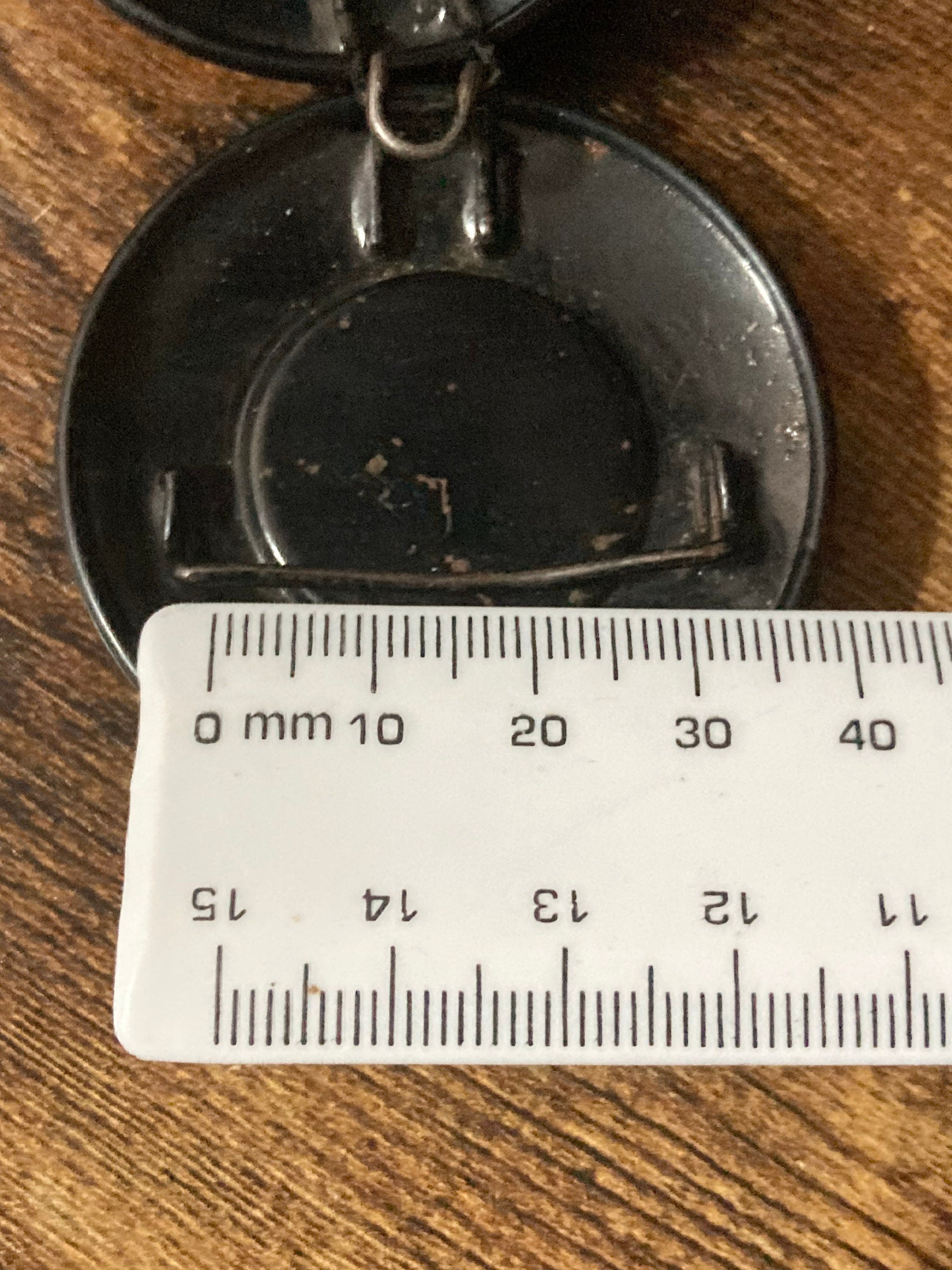 Art Deco 2 part BLACK early celluloid plastic belt buckle with engraved silver detail
