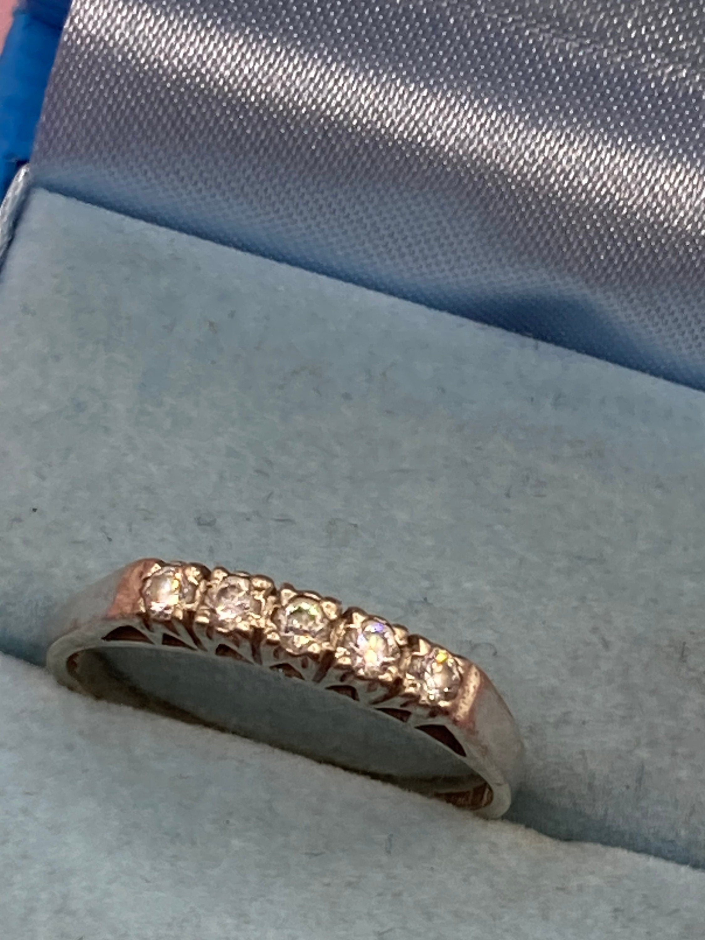Diamanté or Diamond gemstone dress ring UK size P Q 925 sterling silver