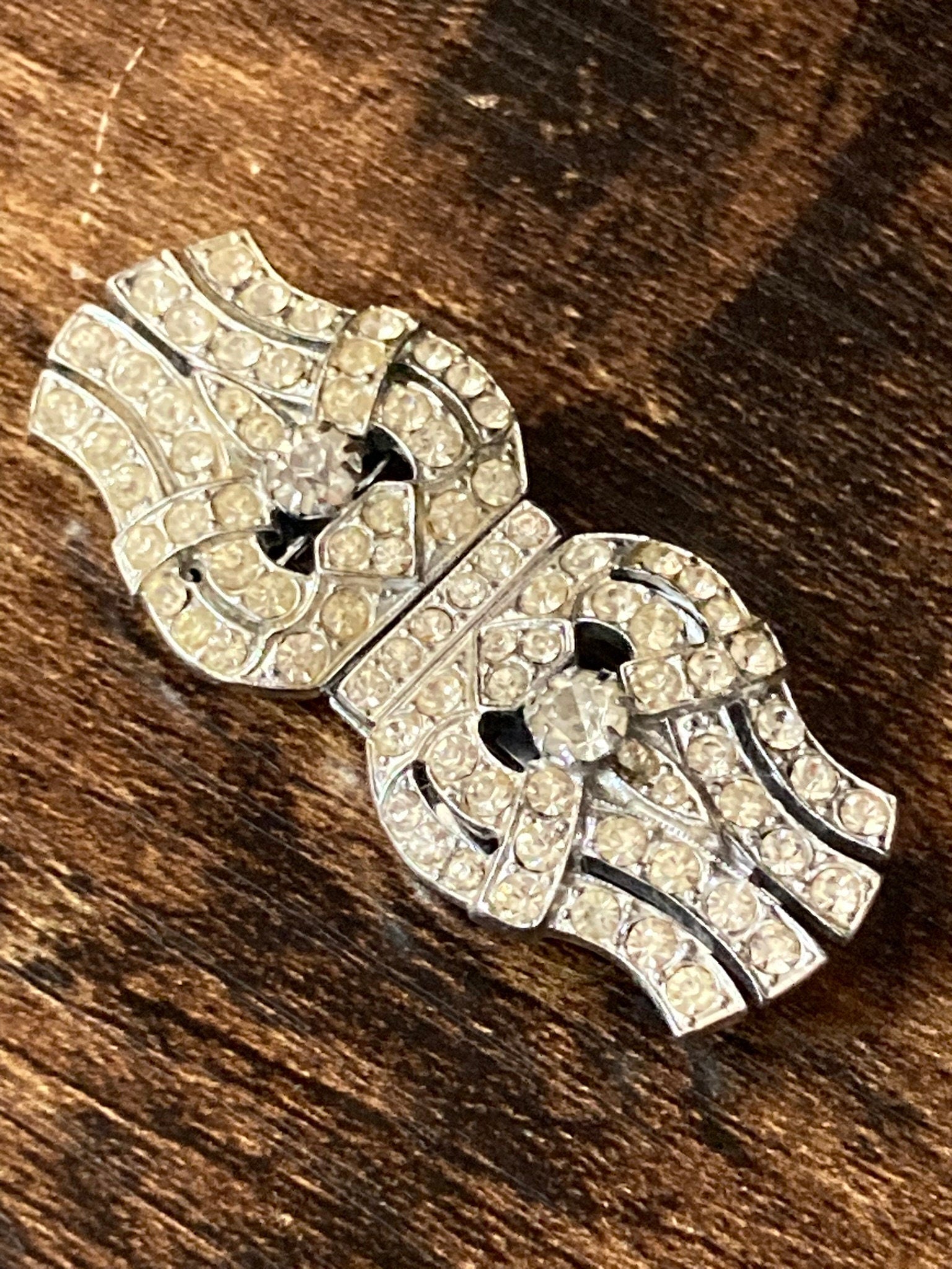 Diamanté Duette Dress Clip combination Brooch Art Deco