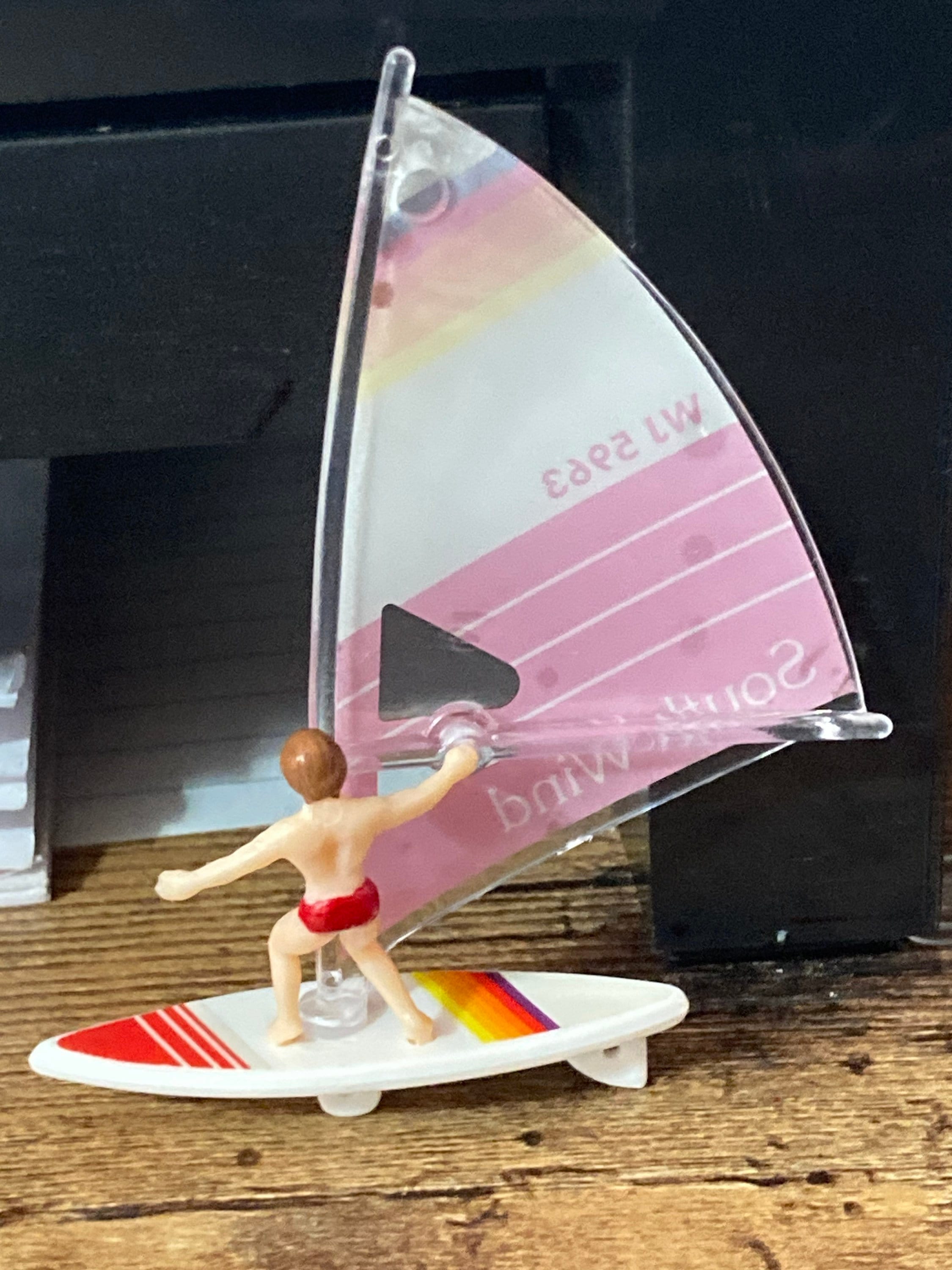 Retro windsurfer windsurfing cake topper plastic
