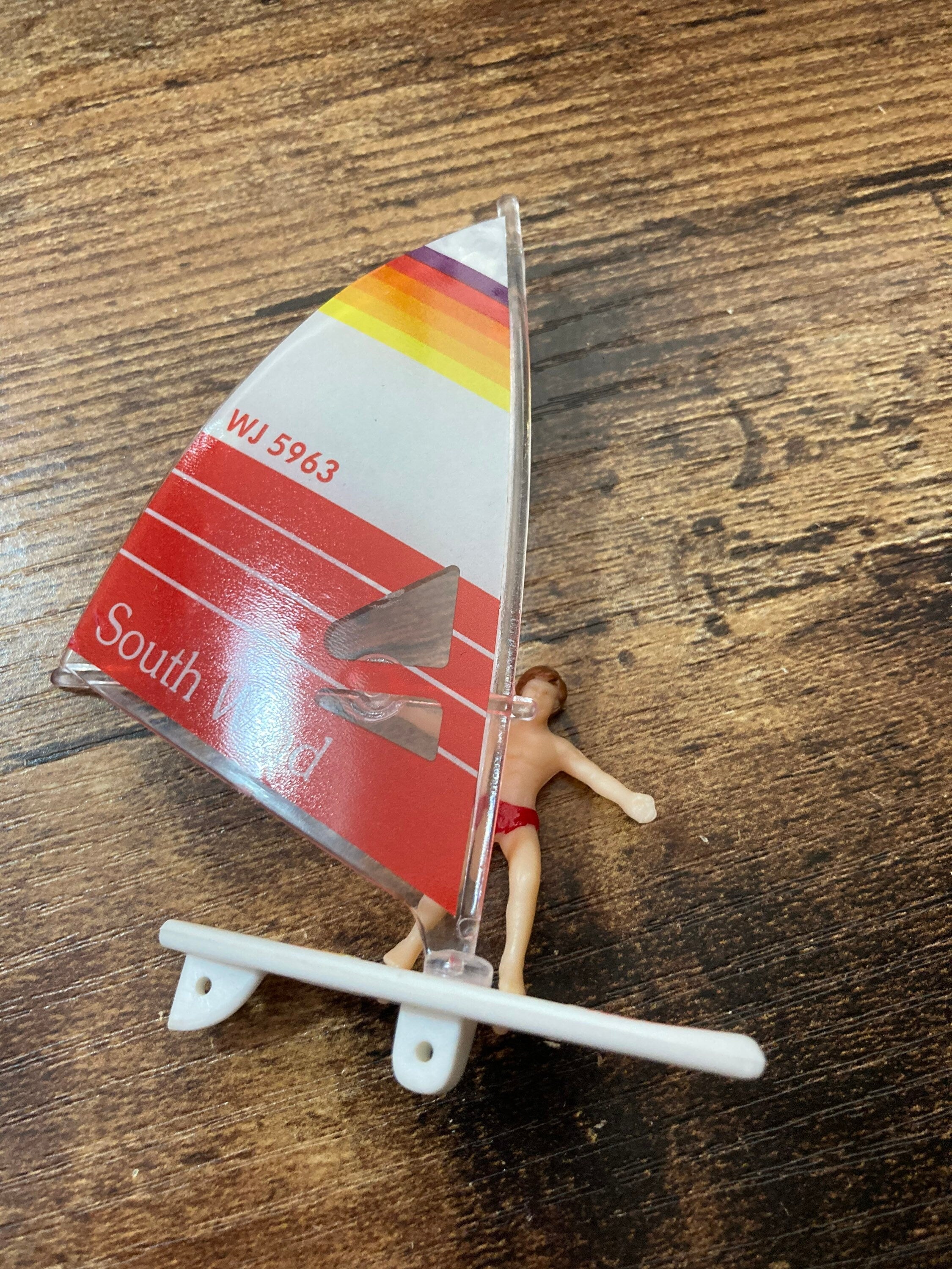 Retro windsurfer windsurfing cake topper plastic