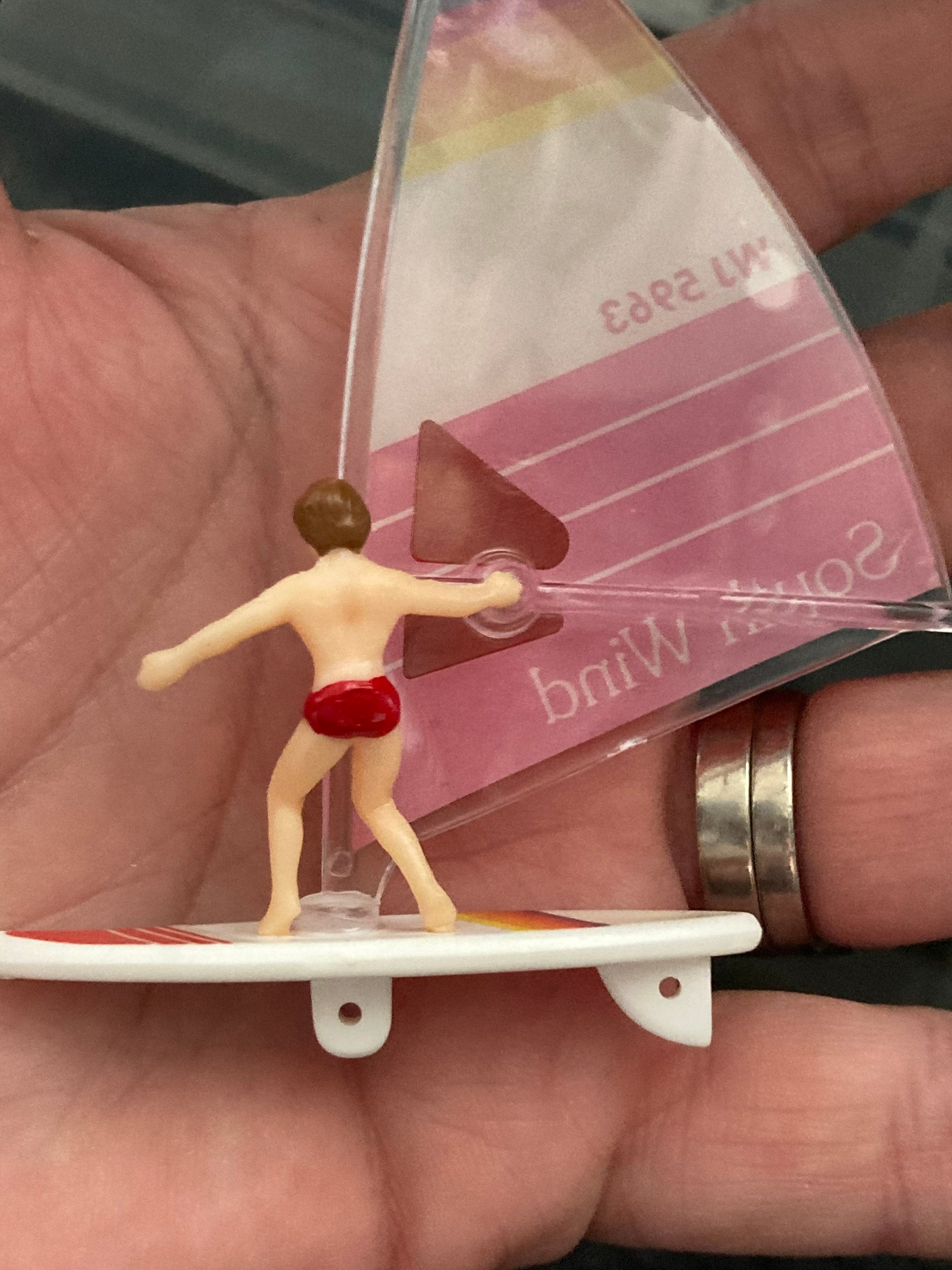 Retro windsurfer windsurfing cake topper plastic