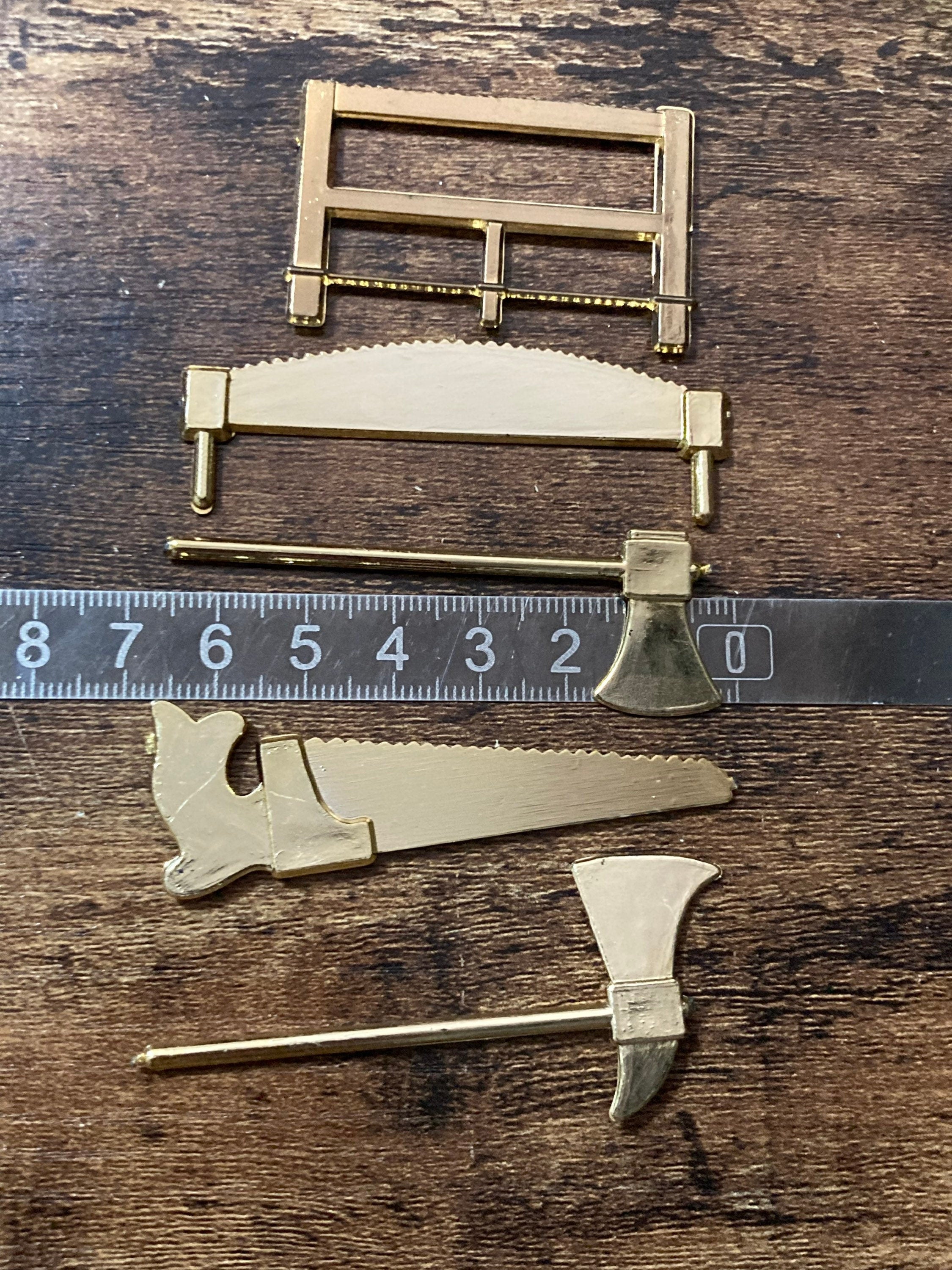 5 x gold woodwork tools cake topper cupcake decorations reusable