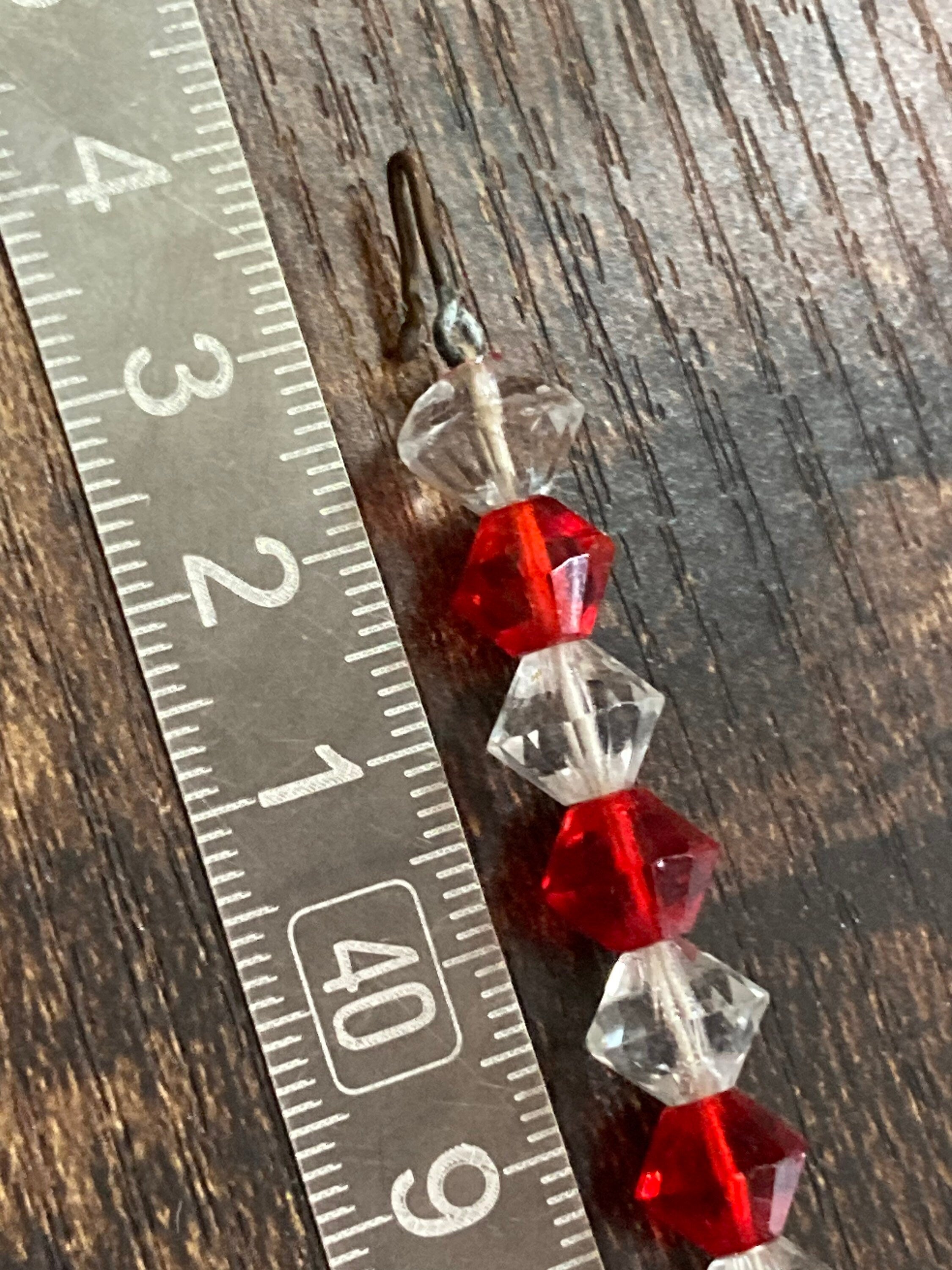 Vintage red and clear cut glass beaded art deco necklace