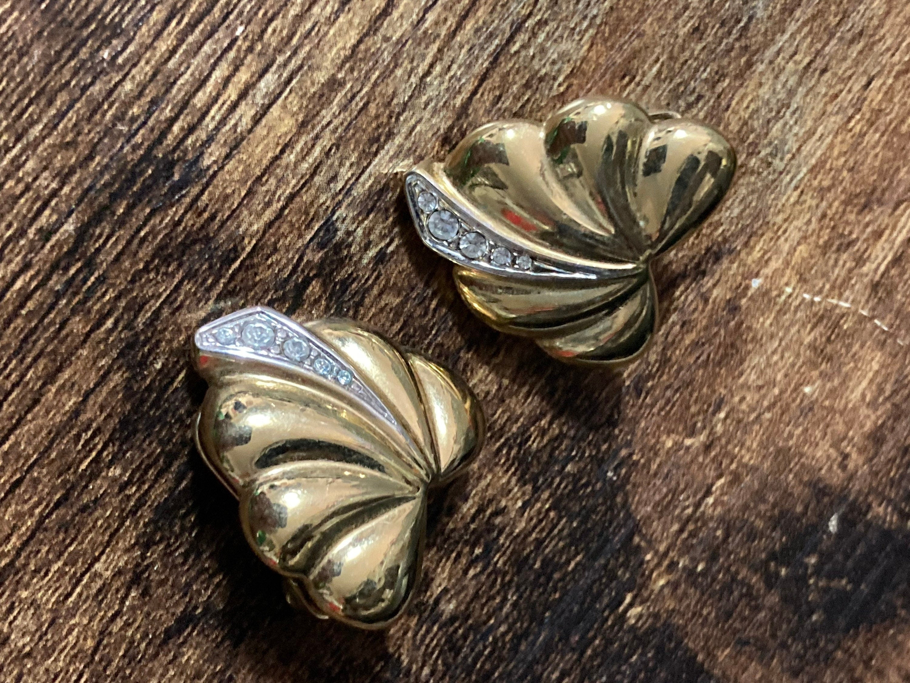 Clip on high end clear diamanté paste leaf stud earrings