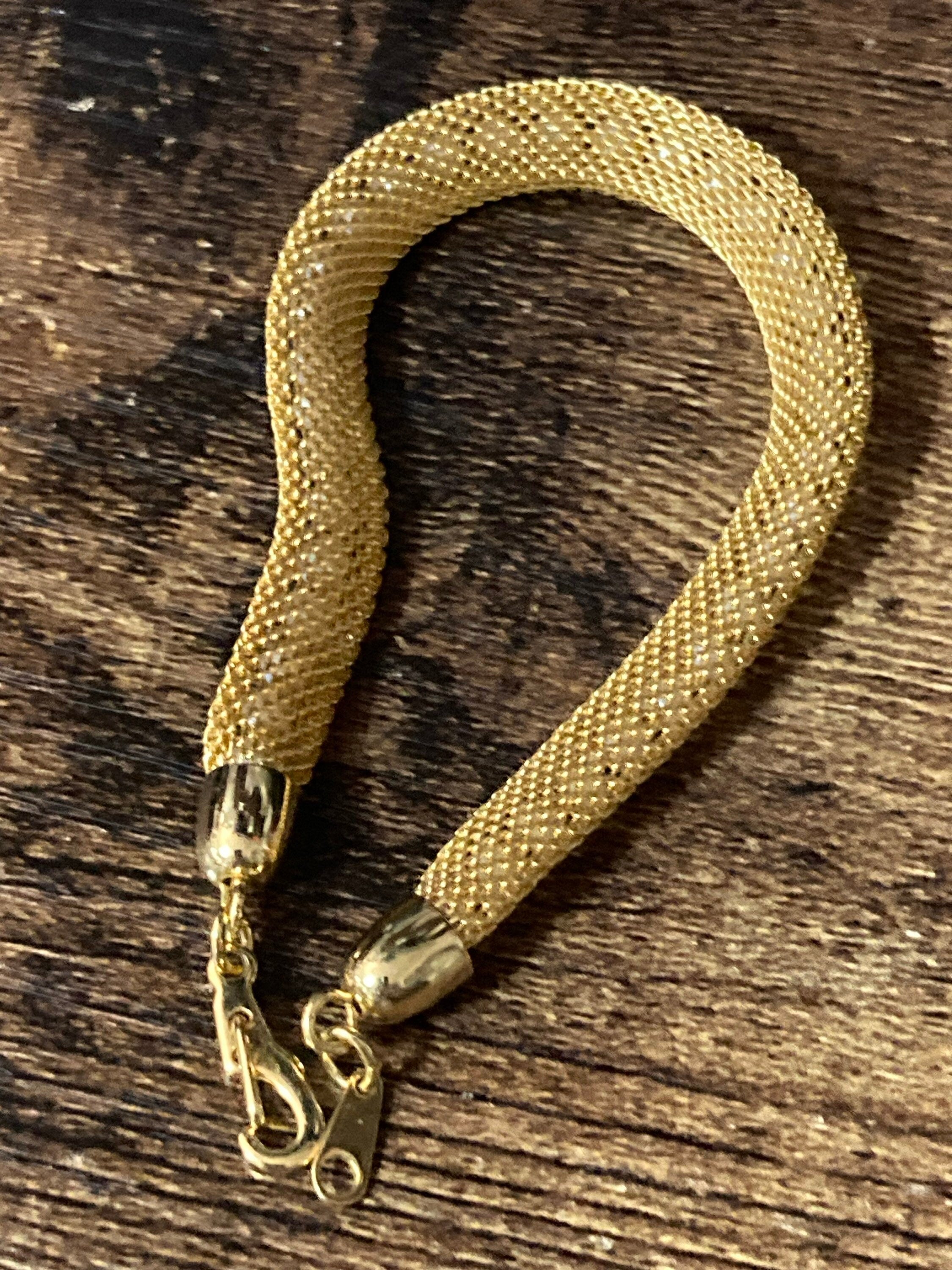 gold tone mesh cuff bracelet with faux pearl