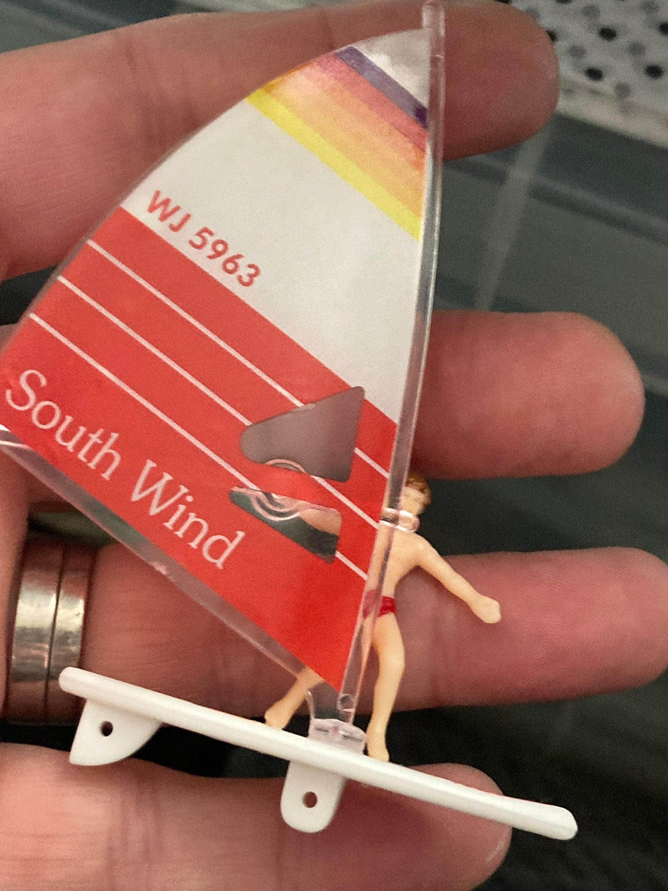 Retro windsurfer windsurfing cake topper plastic