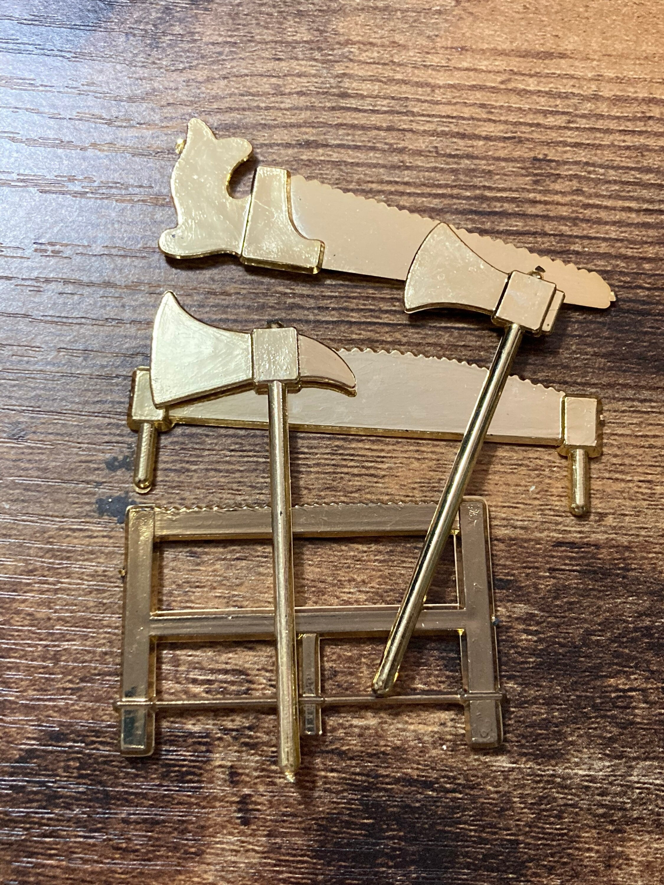 5 x gold woodwork tools cake topper cupcake decorations reusable