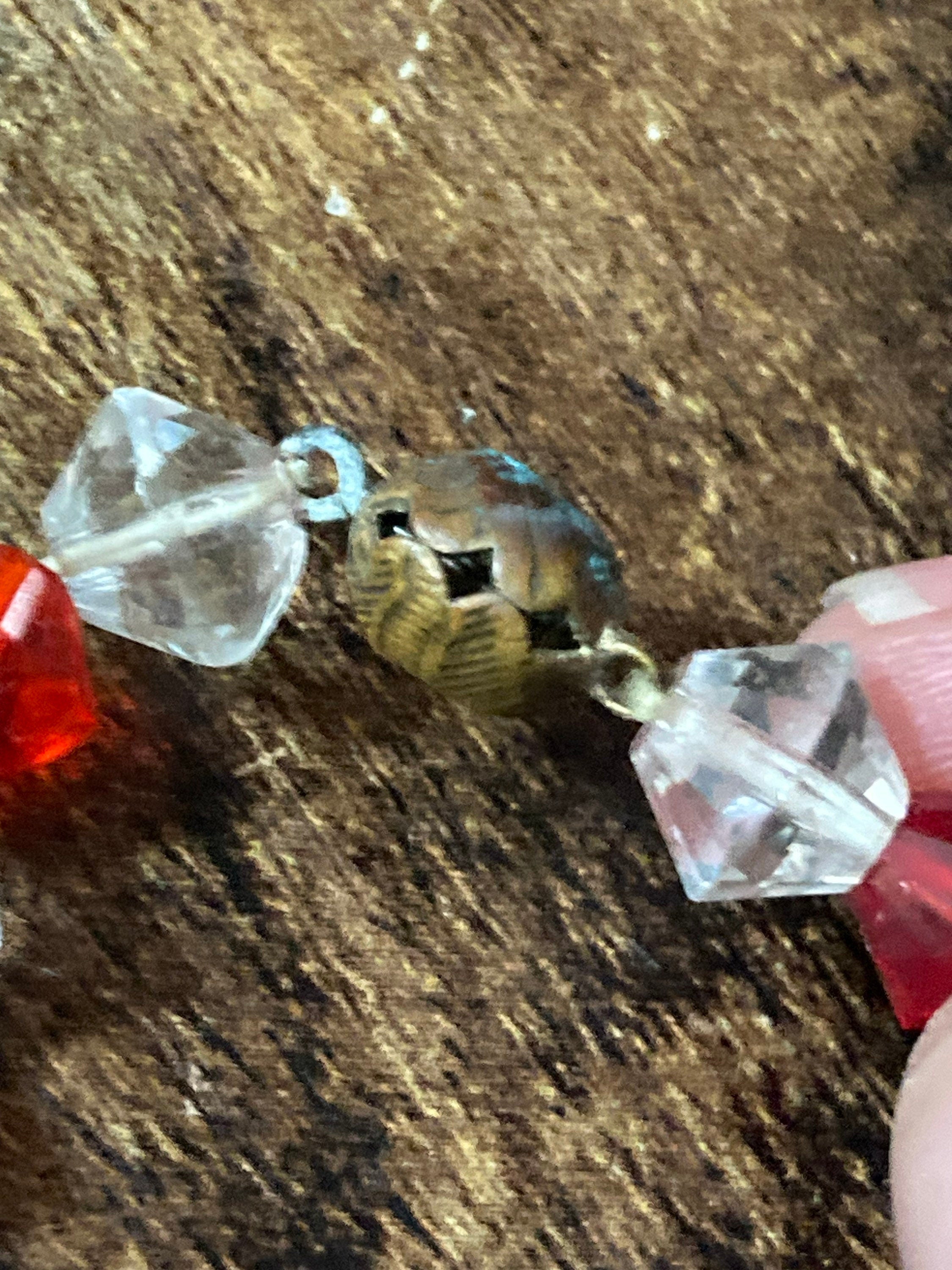 Vintage red and clear cut glass beaded art deco necklace