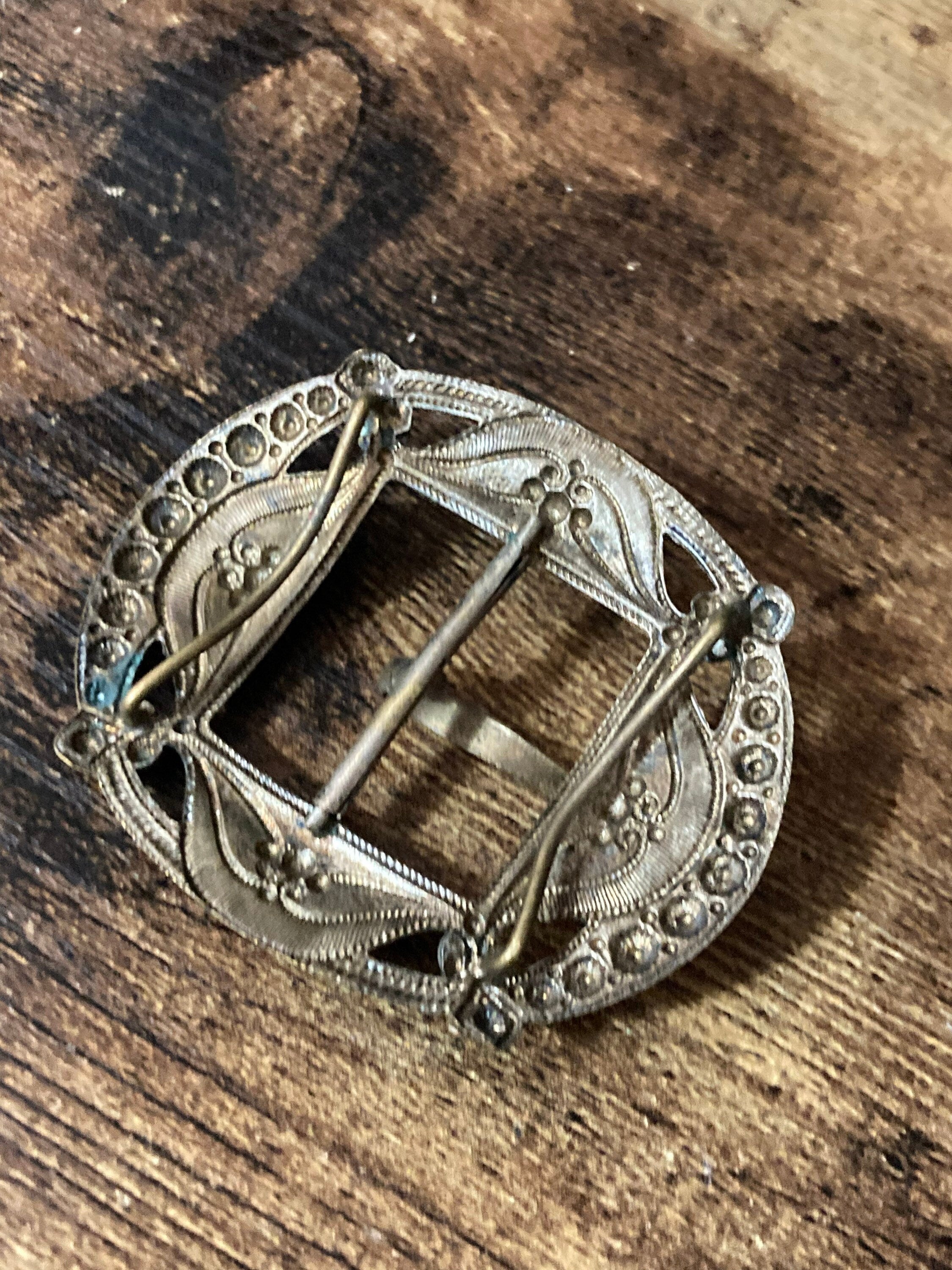 Crystal rainbow Paste diamanté brass belt buckle 1920s