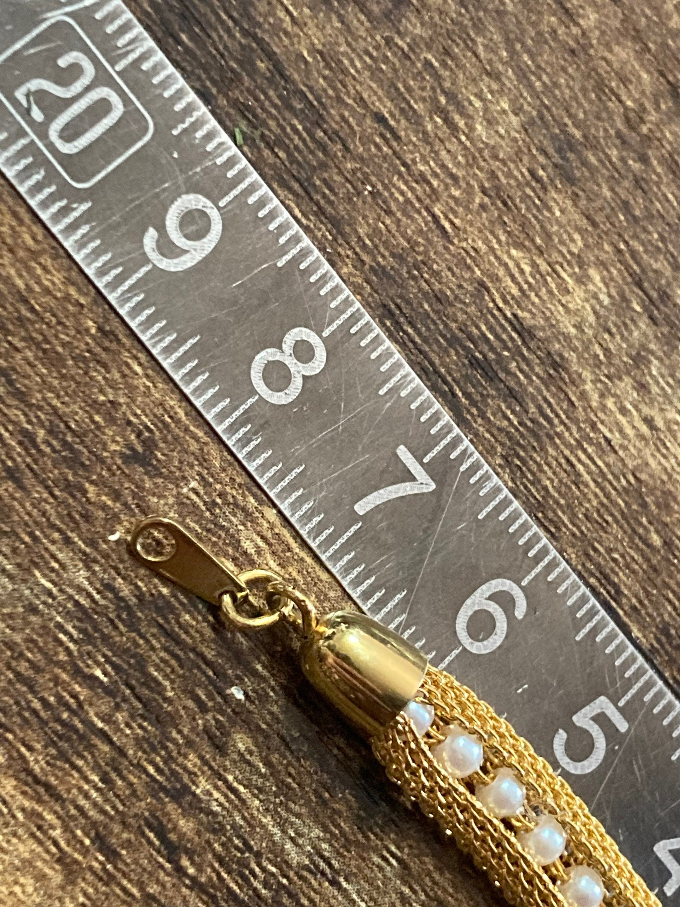 gold tone mesh cuff bracelet with faux pearl