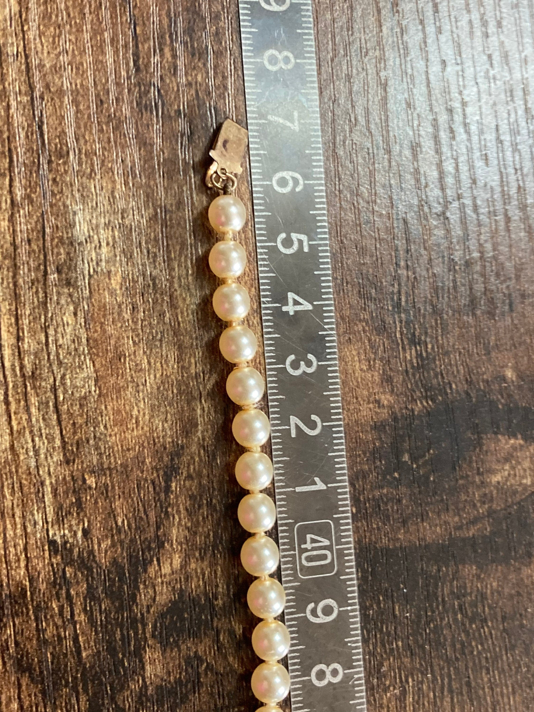 cream glass faux individually knotted pearl necklace medium length 47cm