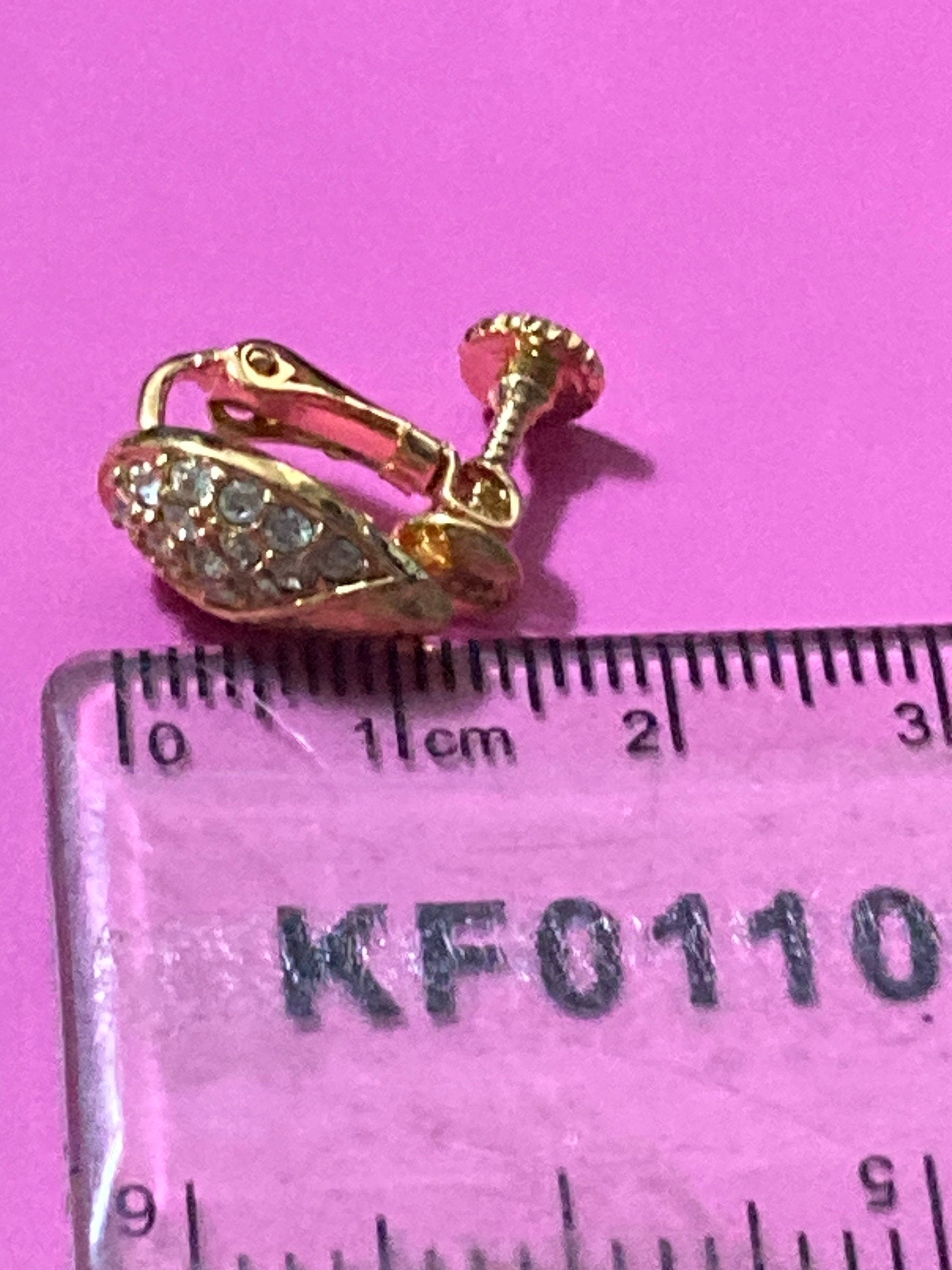 Small Diamanté paste gold tone Clip On Earrings