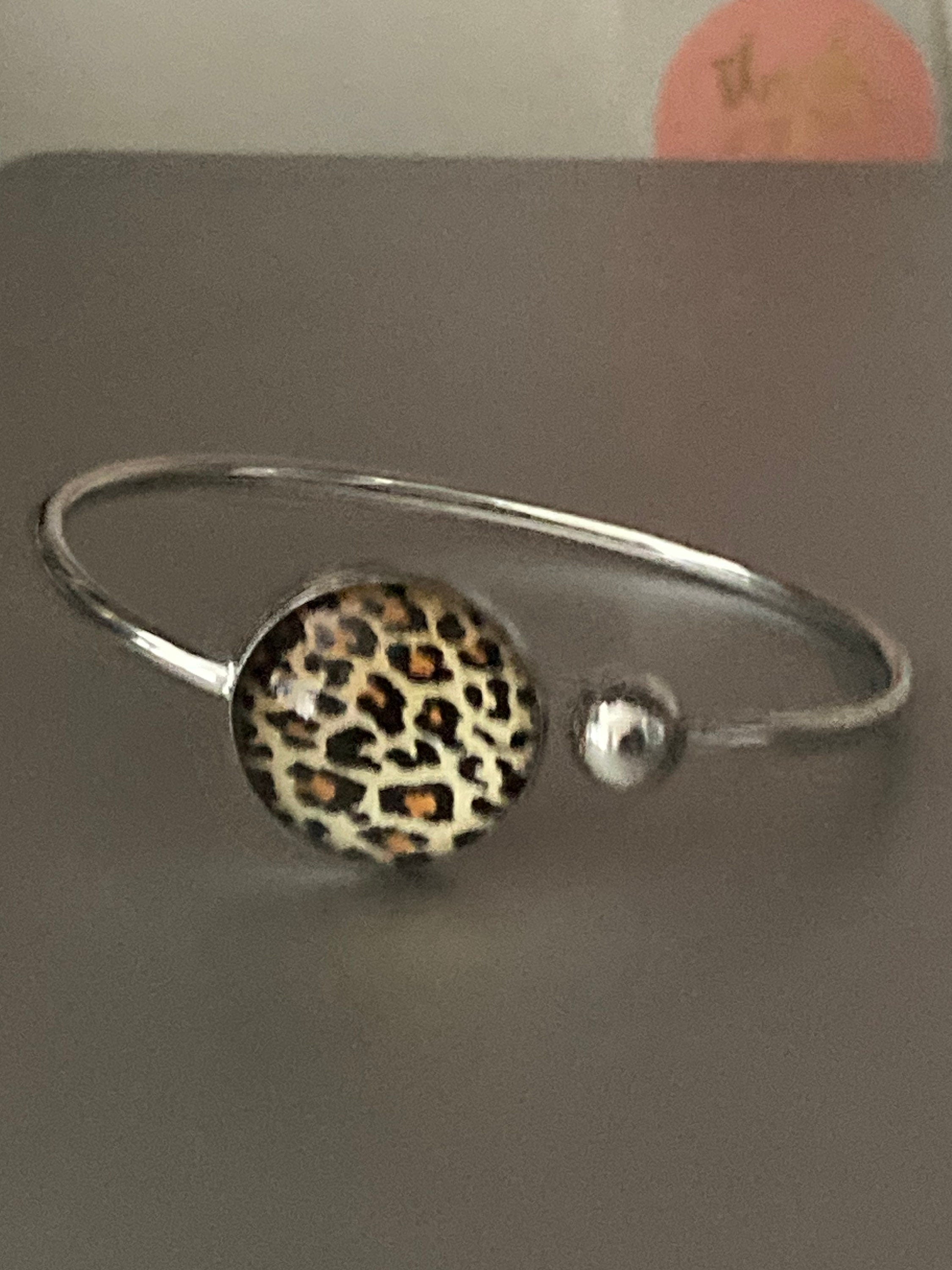 DJ vinyl record bangle stainless steel glass cabochon bracelet 45rpm