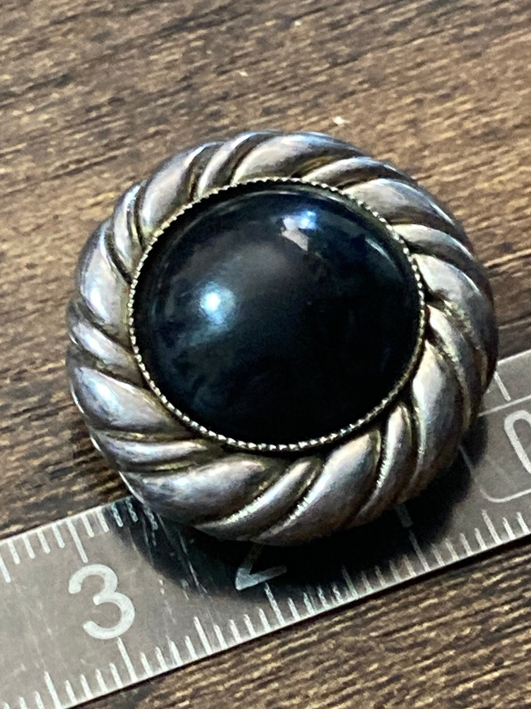 Signed UNE LIGNE Paris Oversized 2.5cm round black & silver tone clip on stud earrings