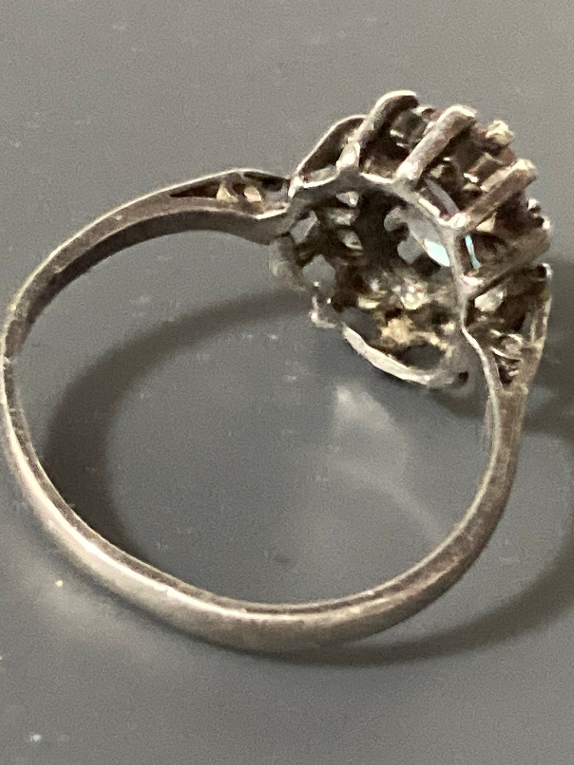 925 sterling silver saphiret cluster ring Antique size M.5