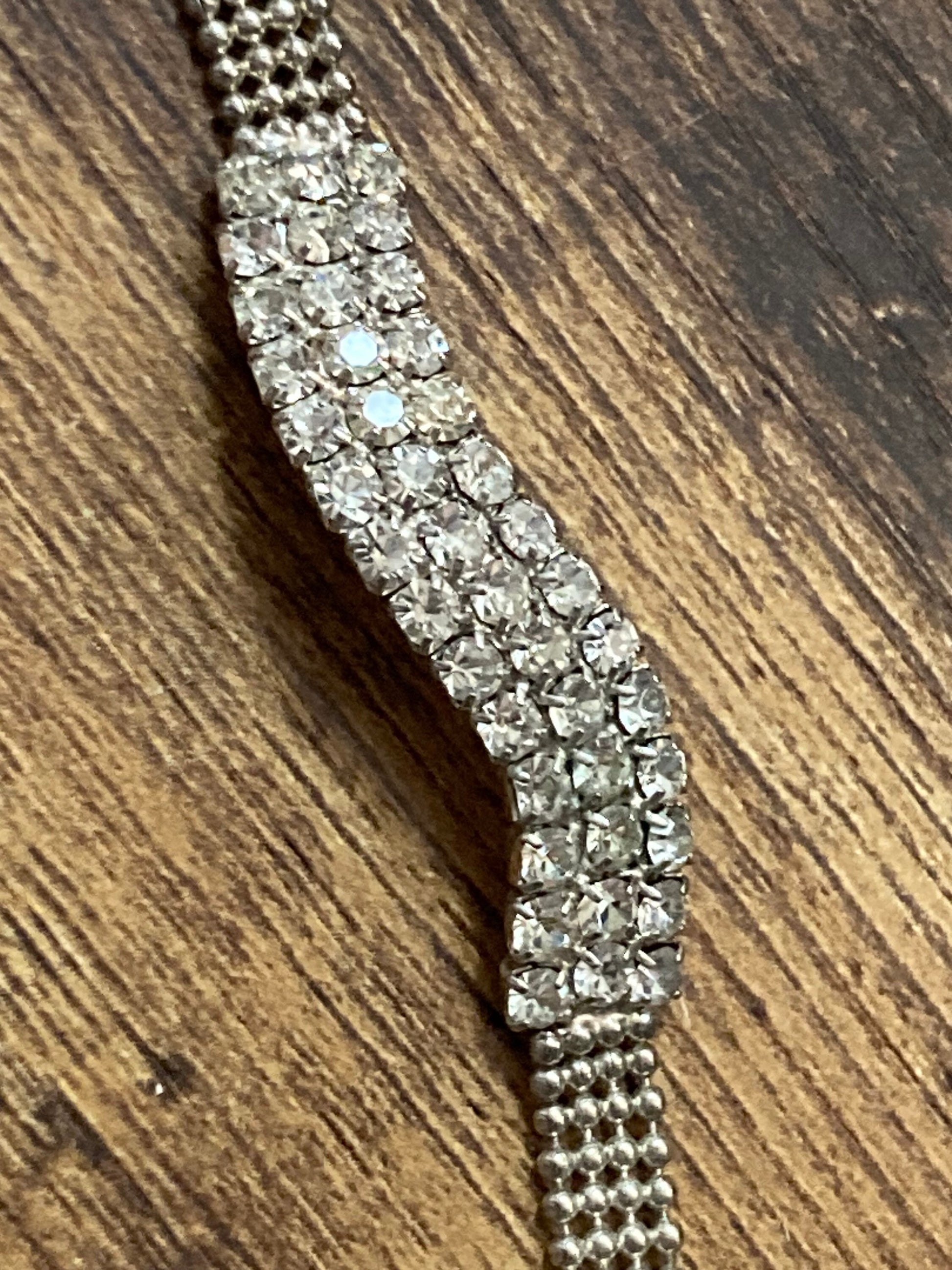 clear Rhinestone diamanté Bracelet silver tone