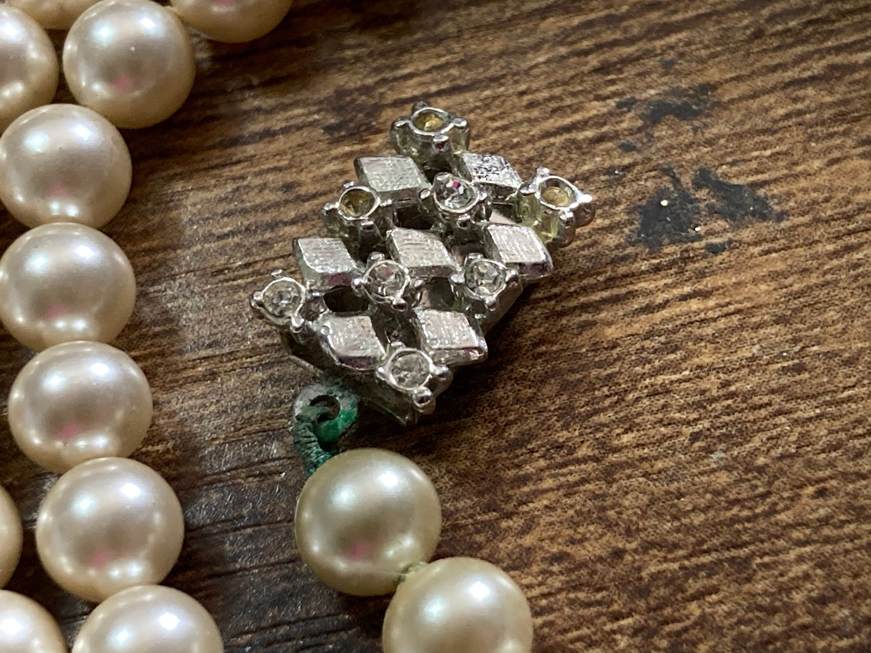 cream glass faux individually knotted pearl necklace medium length 47cm