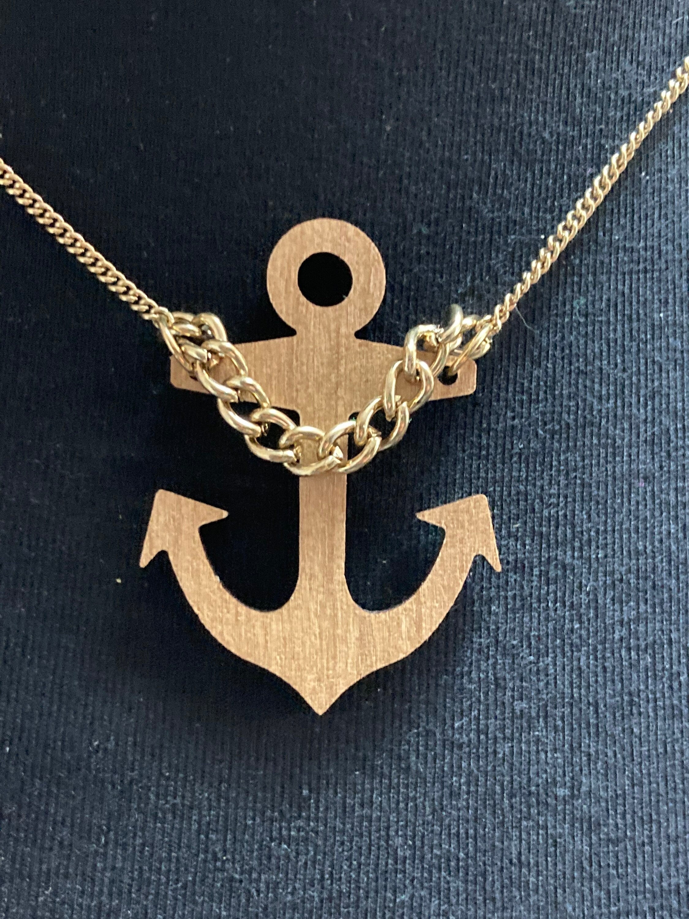 Tatty Devine wooden nautical anchor pendant necklace designer